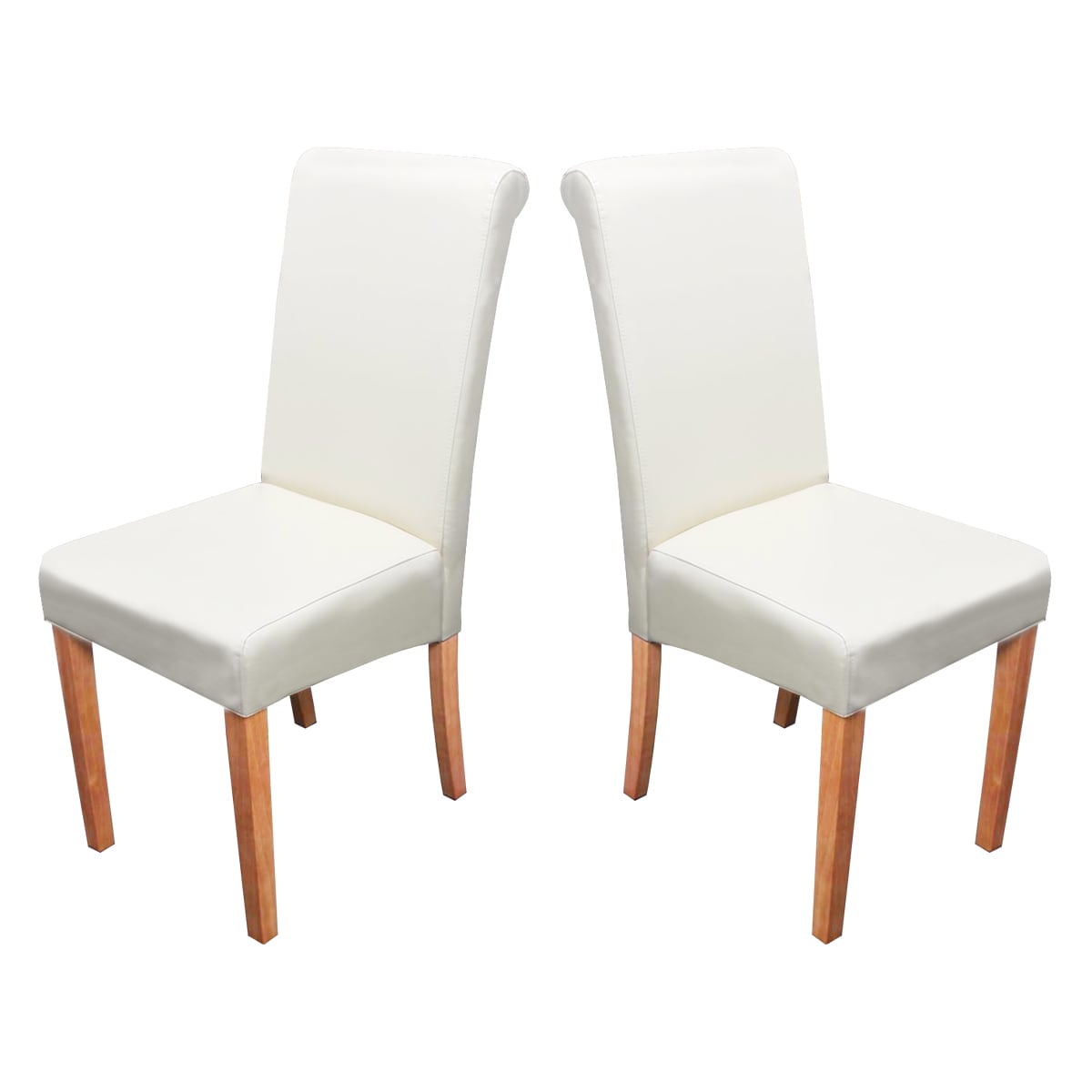 2er-Set Esszimmerstuhl Stuhl K&uuml;chenstuhl Lecce II, Leder ~ creme, helle Beine - Bild 1