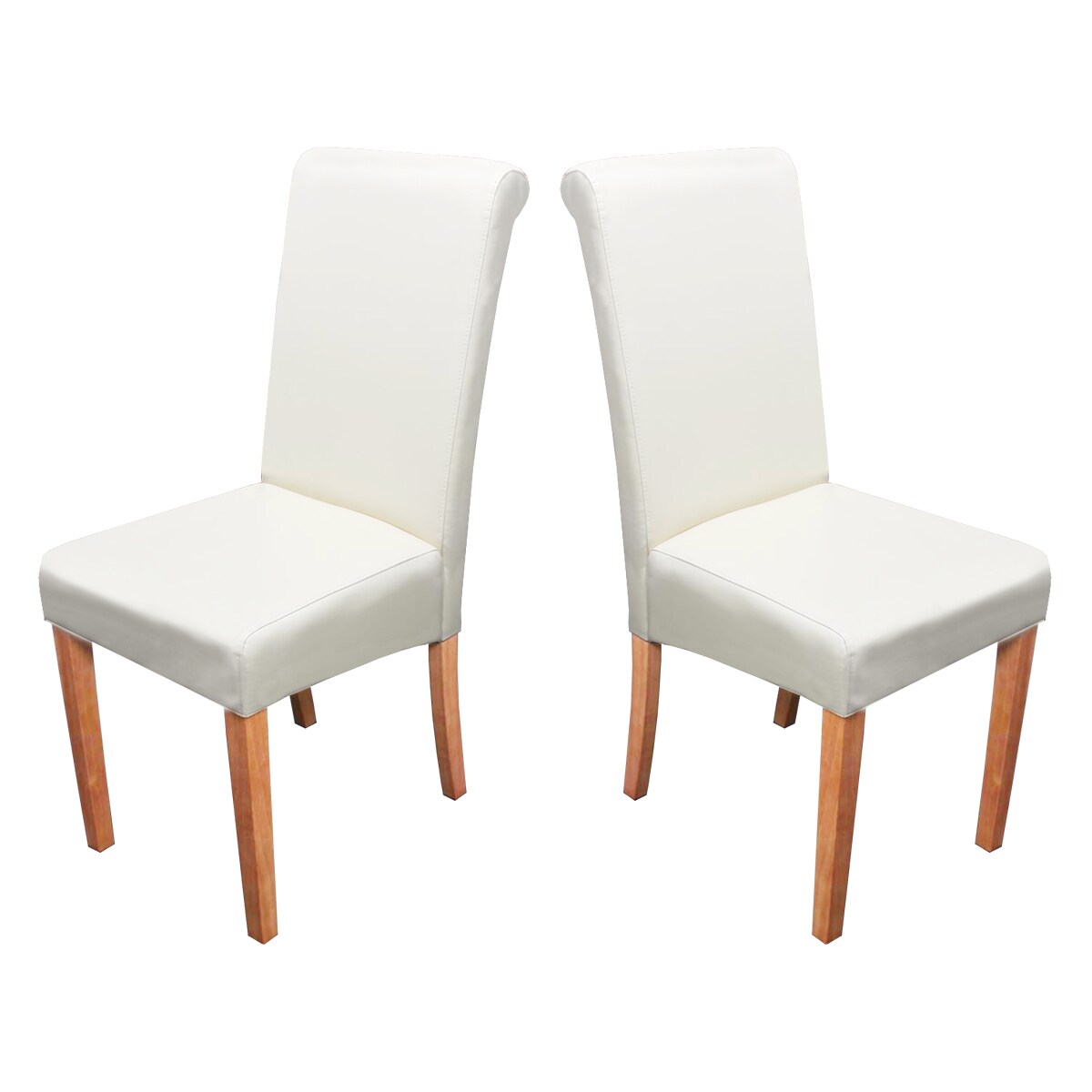 2er-Set Esszimmerstuhl Stuhl Küchenstuhl Lecce II, Leder ~ creme, helle Beine