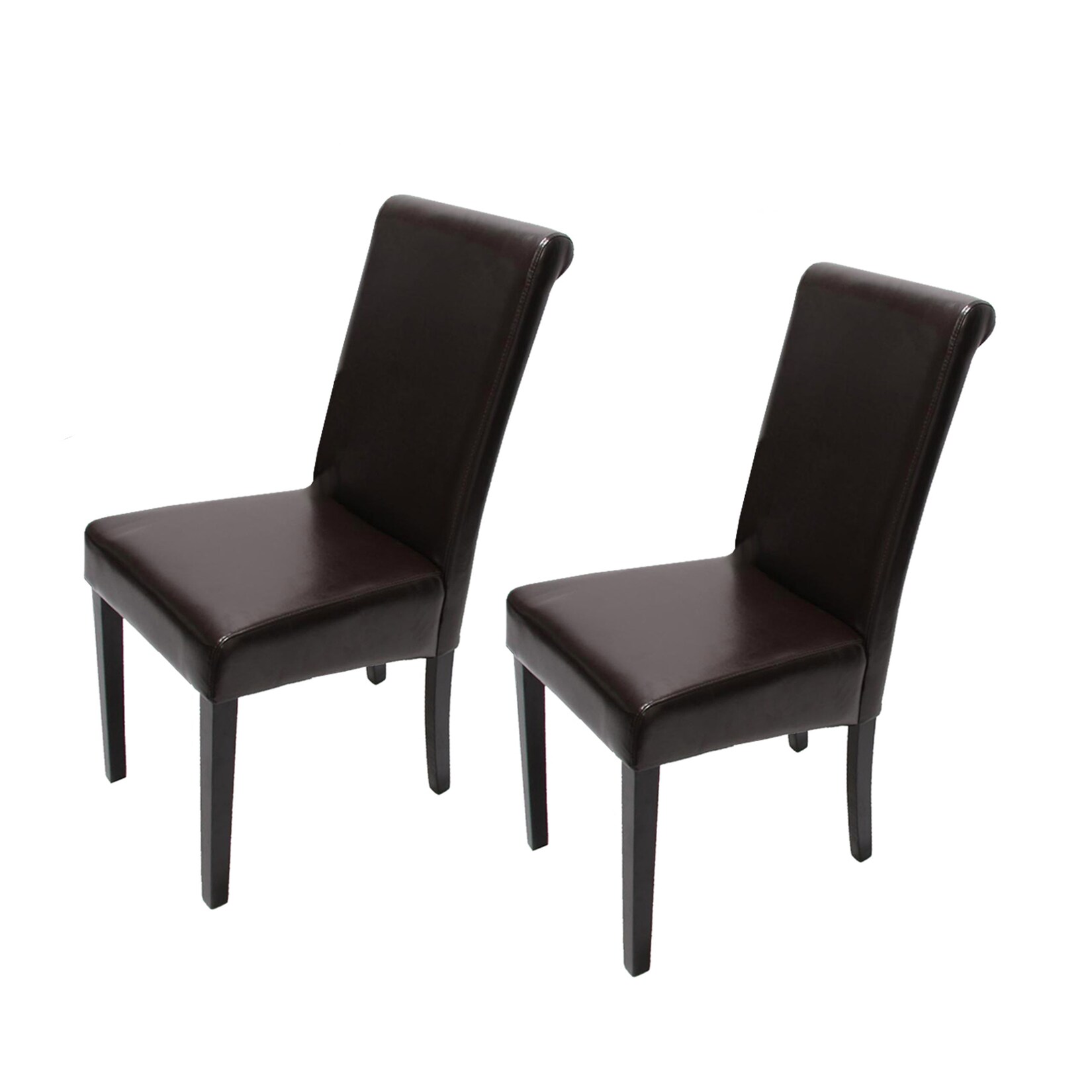 2er-Set Esszimmerstuhl Stuhl Küchenstuhl Lecce II, Leder ~ braun, dunkle Beine