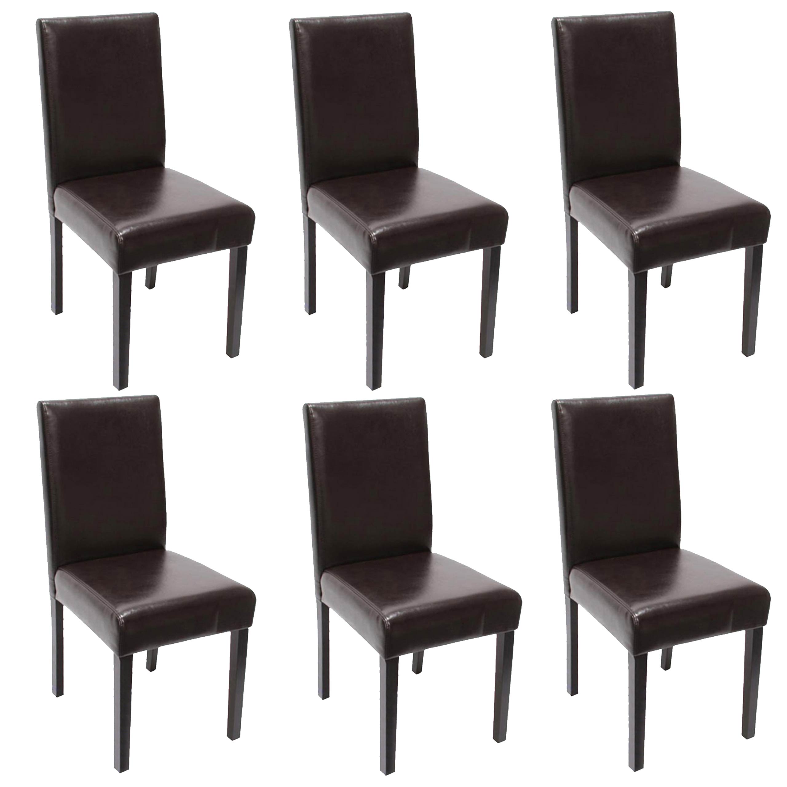6er-Set Esszimmerstuhl Stuhl K&uuml;chenstuhl Littau, Leder ~ braun, dunkle Beine - Bild 1