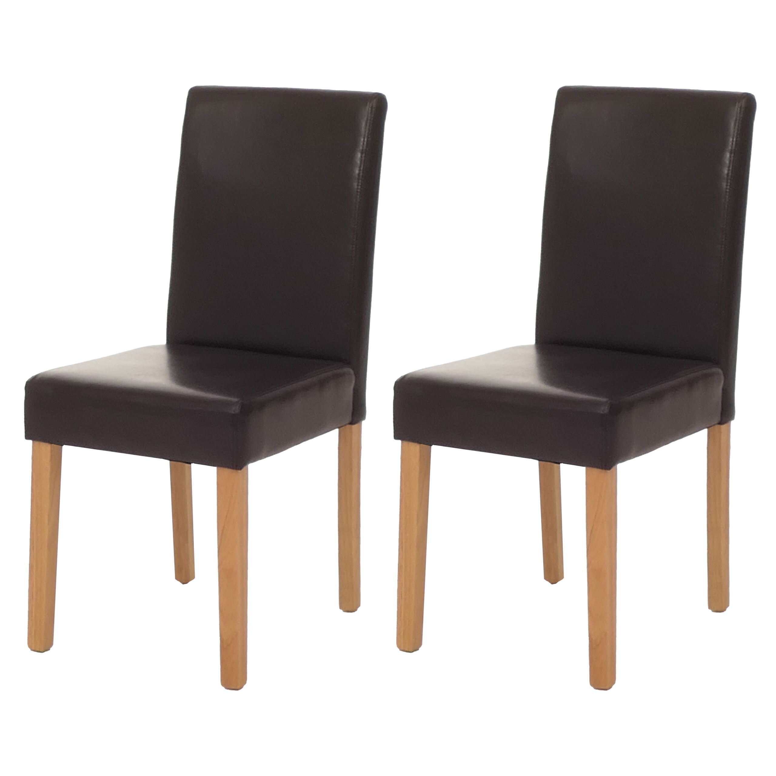 2er-Set Esszimmerstuhl Stuhl K&uuml;chenstuhl Littau ~ Leder, braun, helle Beine - Bild 1