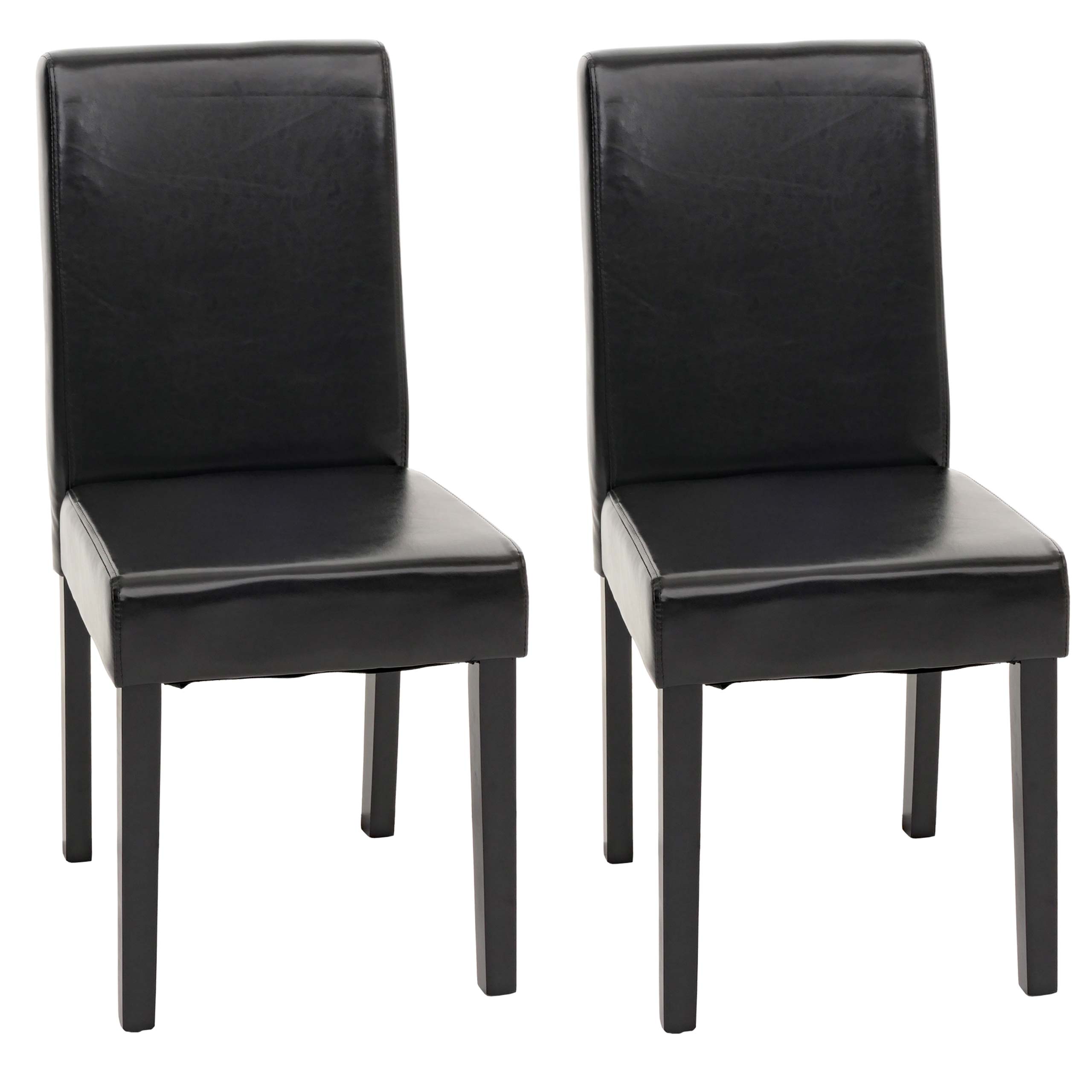 2er-Set Esszimmerstuhl Stuhl K&uuml;chenstuhl Littau ~ Leder, schwarz, dunkle Beine - Bild 1