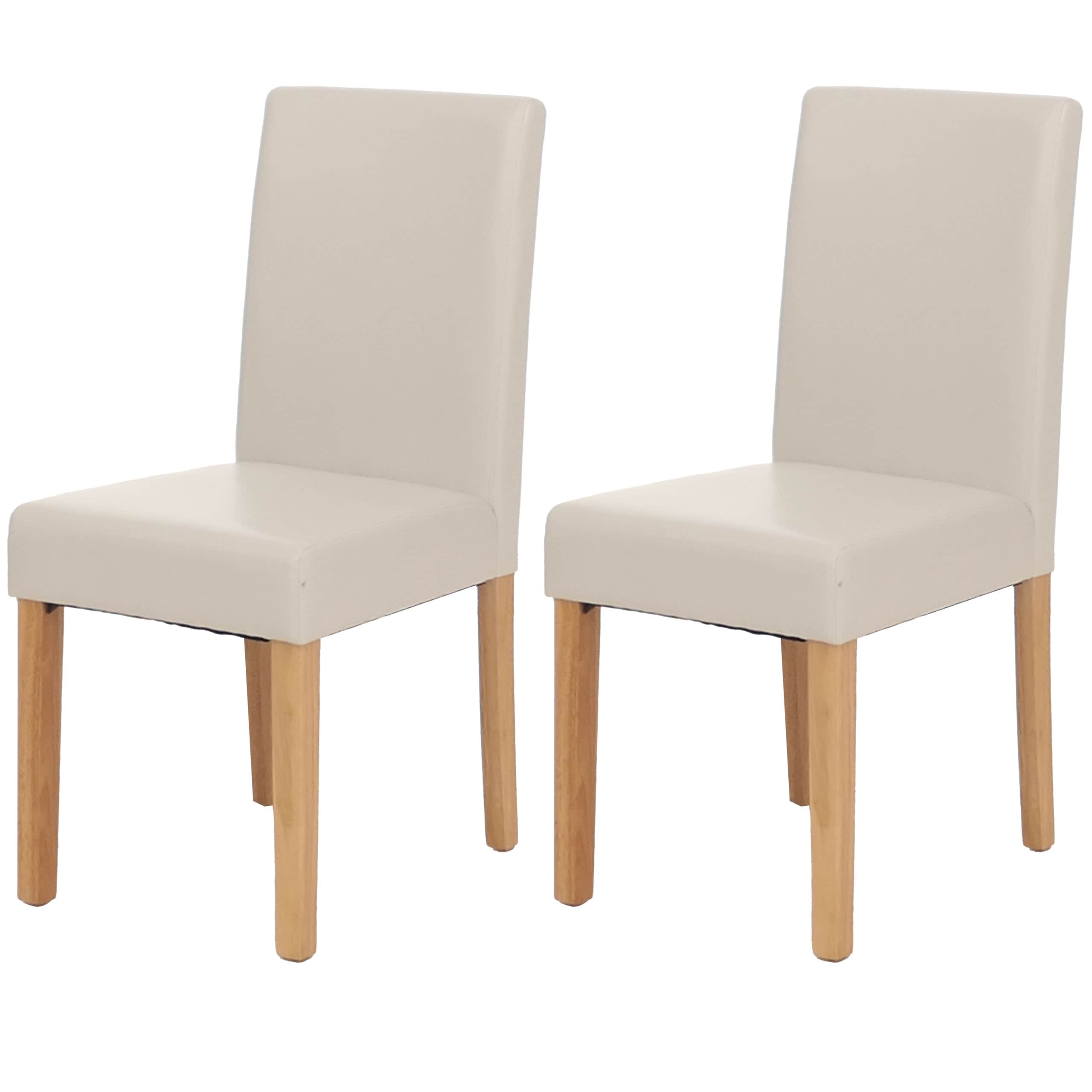 2er-Set Esszimmerstuhl Stuhl K&uuml;chenstuhl Littau ~ Leder, wei&szlig;, helle Beine - Bild 1