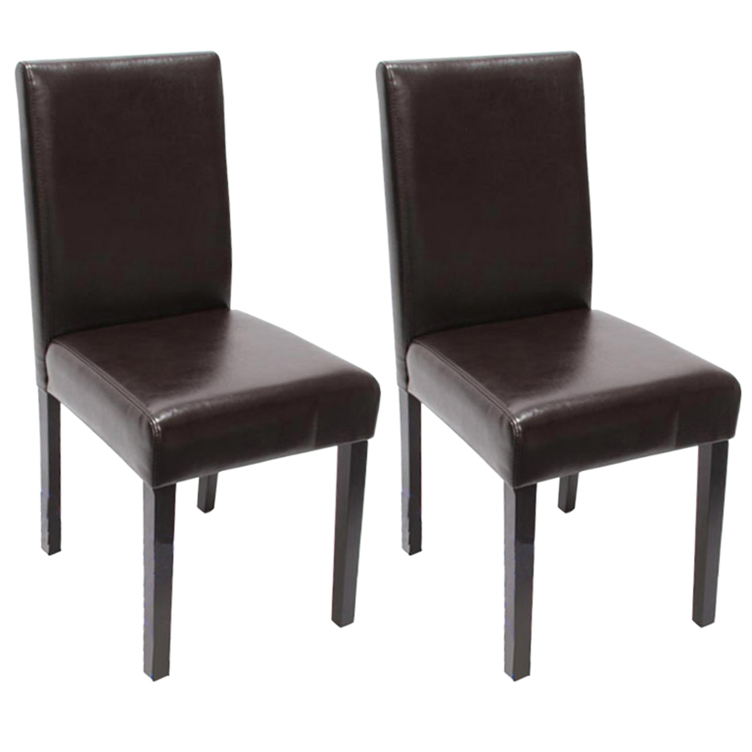 2er-Set Esszimmerstuhl Stuhl K&uuml;chenstuhl Littau ~ Leder, braun, dunkle Beine - Bild 1