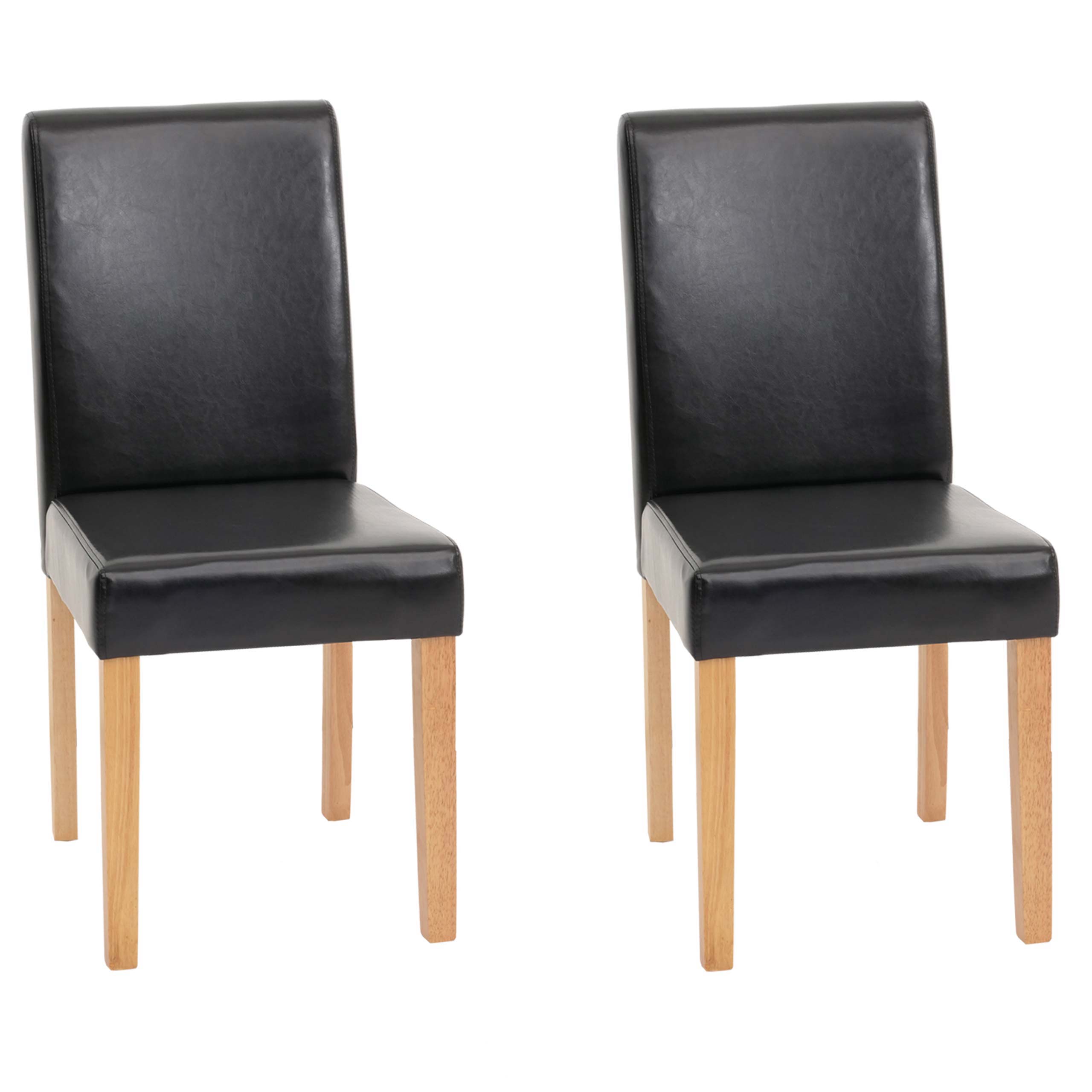 2er-Set Esszimmerstuhl Stuhl K&uuml;chenstuhl Littau ~ Leder, schwarz, helle Beine - Bild 1