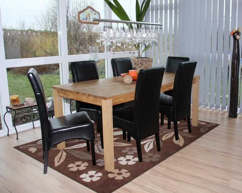 6er-Set Esszimmerstuhl K&uuml;chenstuhl Stuhl Crotone, LEDER ~ schwarz, dunkle Beine - Bild 1