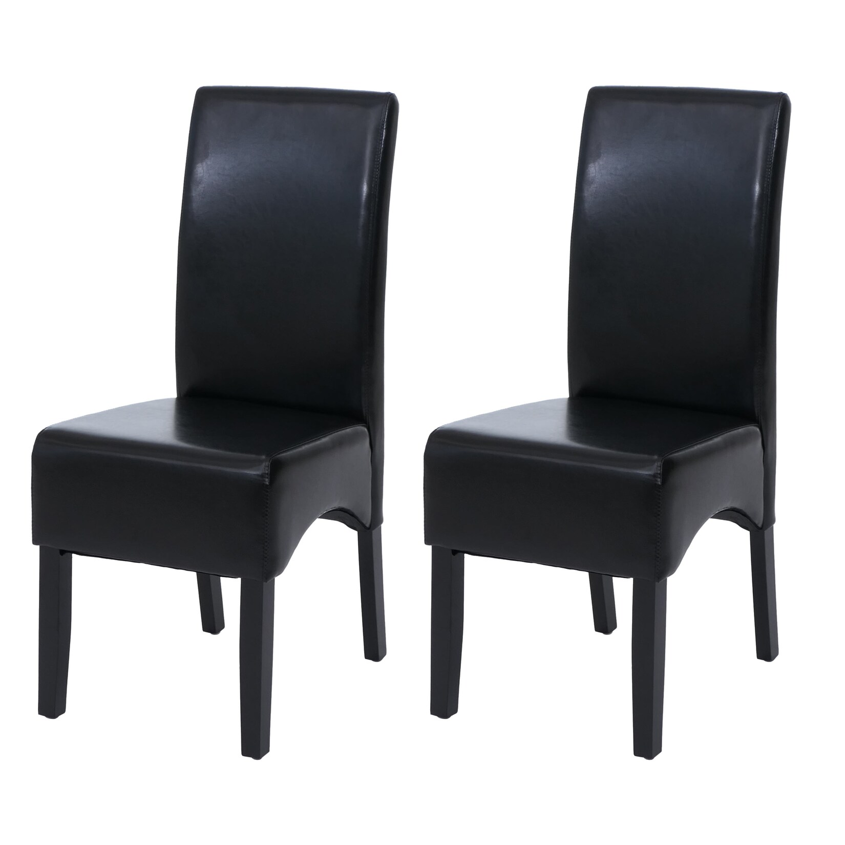 2er-Set Esszimmerstuhl Küchenstuhl Stuhl Crotone, LEDER ~ schwarz, dunkle Beine