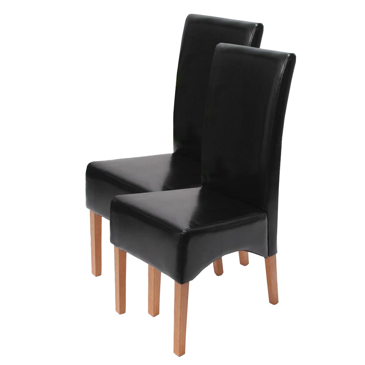 2er-Set Esszimmerstuhl Crotone, LEDER ~ schwarz, helle Beine