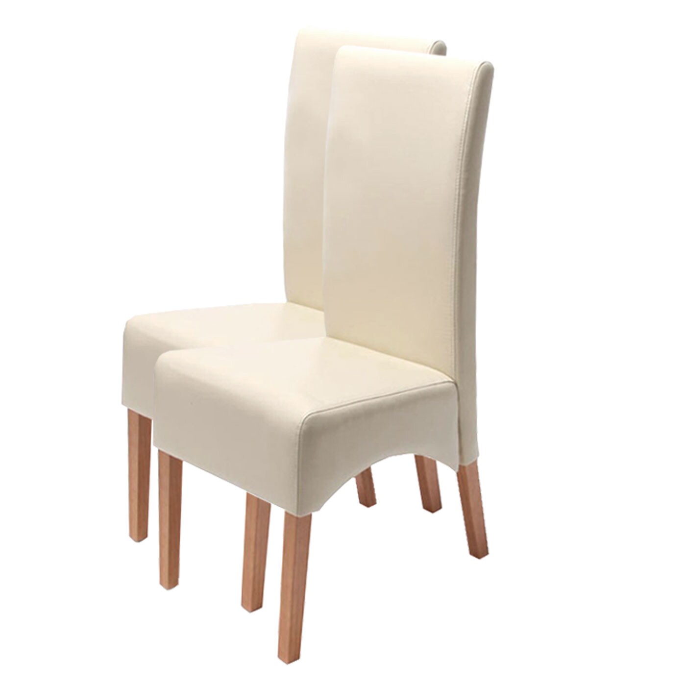 2er-Set Esszimmerstuhl Küchenstuhl Stuhl Crotone, LEDER ~ creme, helle Beine
