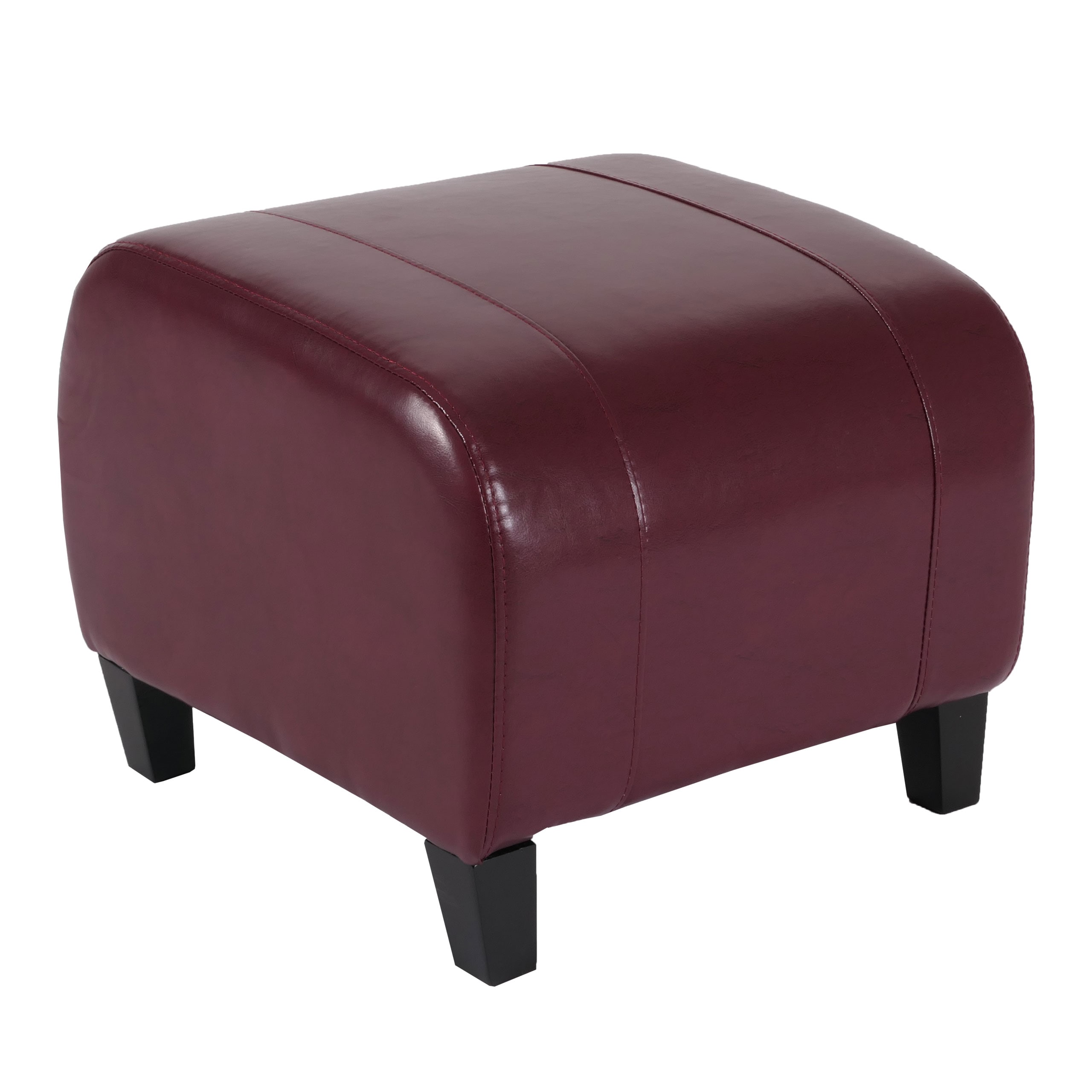 Hocker Sitzw&uuml;rfel Sitzhocker Aversa, Leder + Kunstleder, 37x45x47 cm MVG-zertifiziert ~ rot - Bild 1