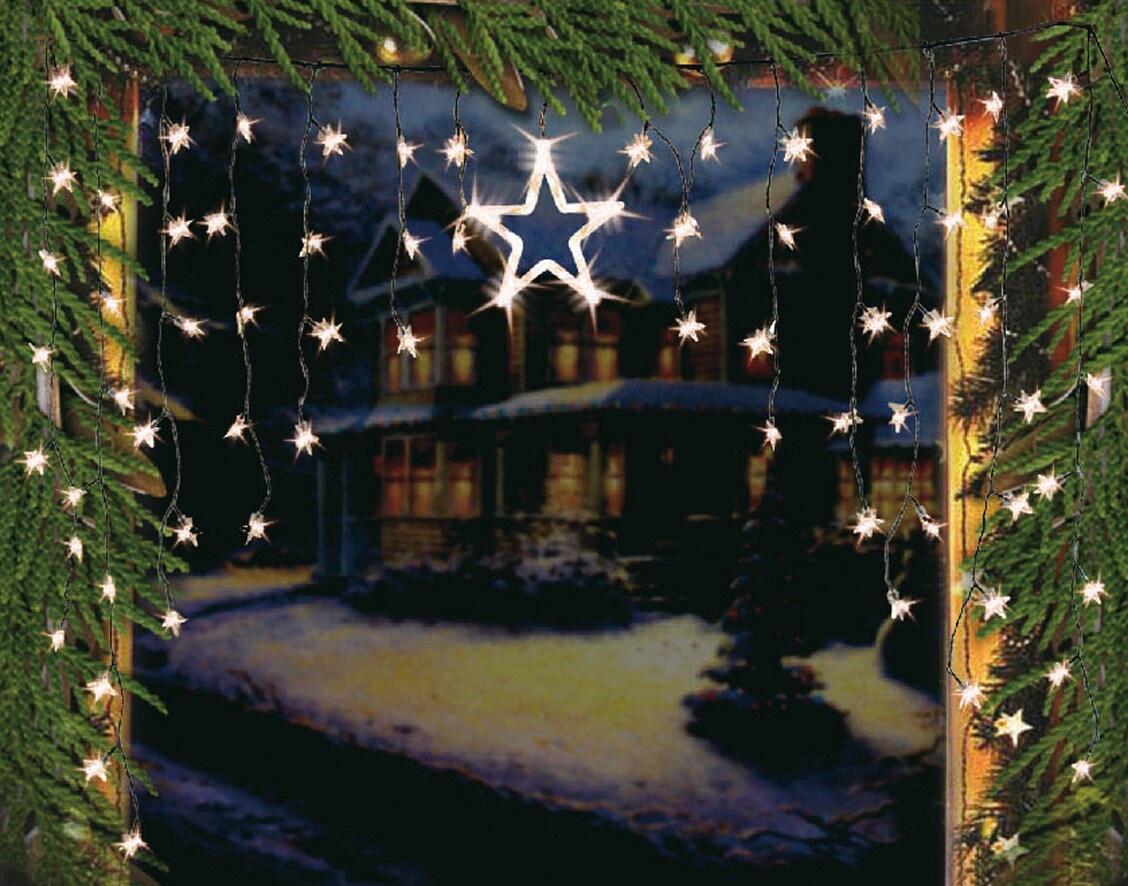 LED Lichtervorhang Sternenvorhang Lichterkette Sterne Deko ~ 1 gro&szlig;er, 70 kleine Sterne - Bild 1