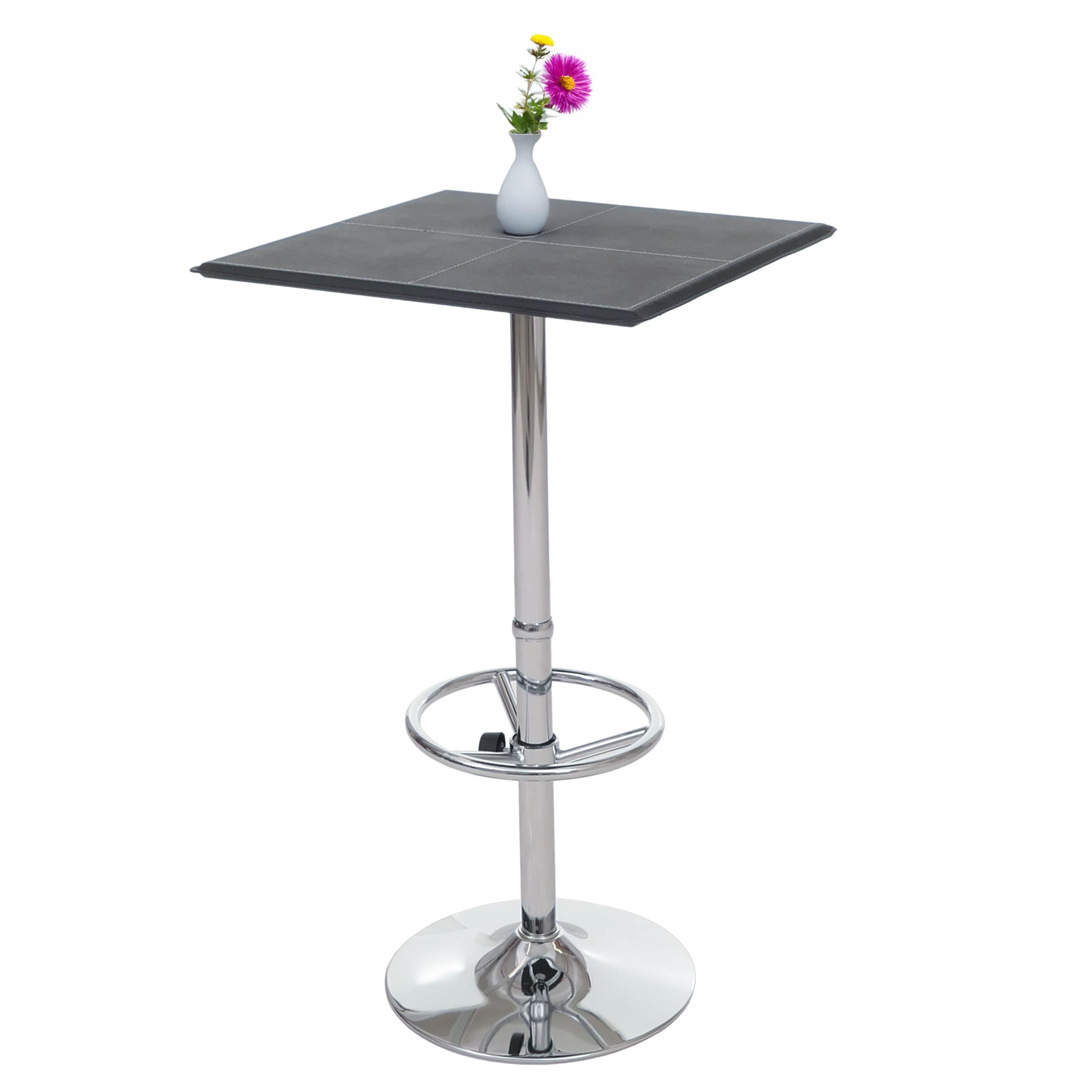 Bartisch Stehtisch Bistrotisch Buffalo mit Fu&szlig;ablage, quadratisch MVG-zertifiziert ~ schwarz - Bild 1