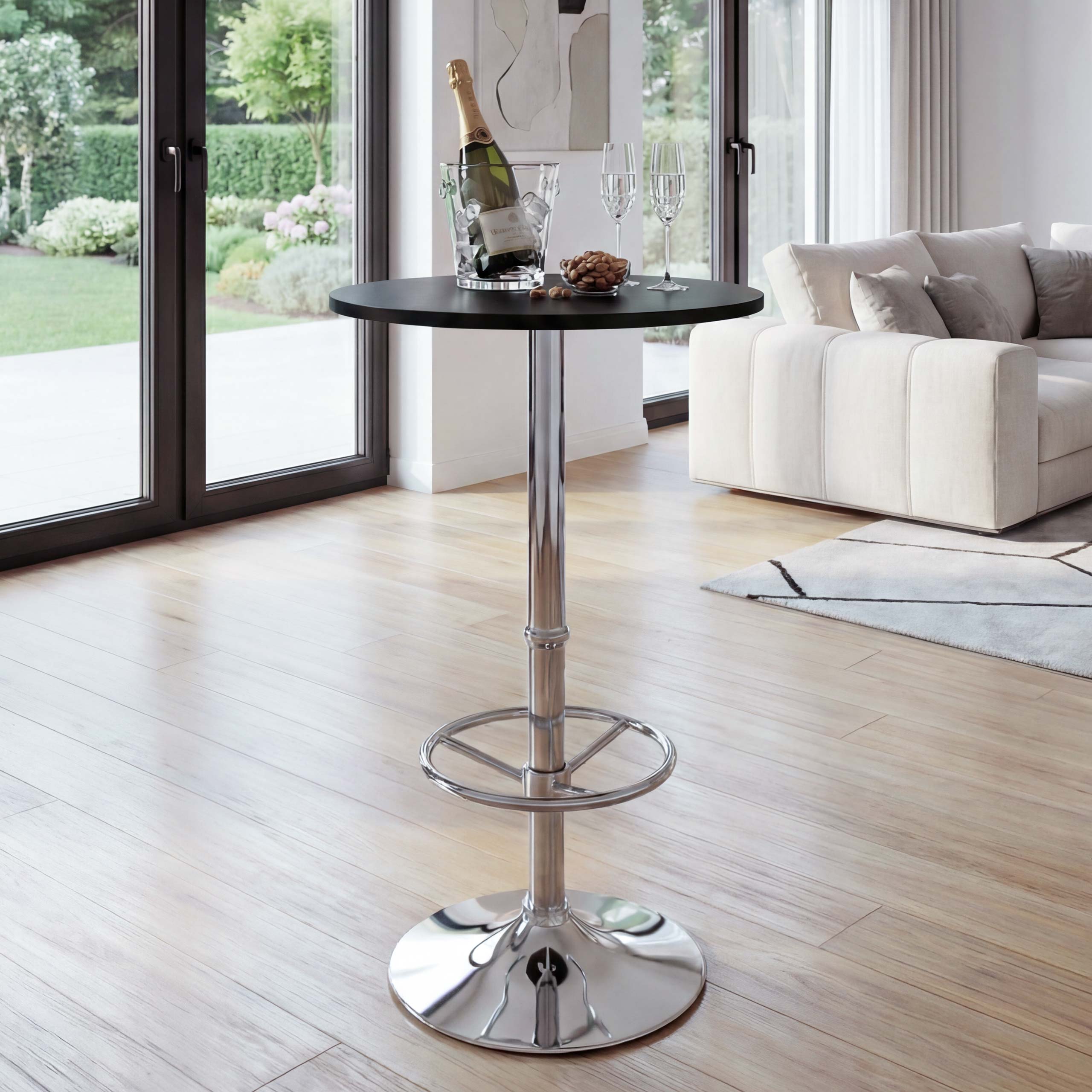 Stehtisch Bartisch Bistrotisch Empfangstisch Bilbao mit Fu&szlig;ablage ~ schwarz - Bild 1