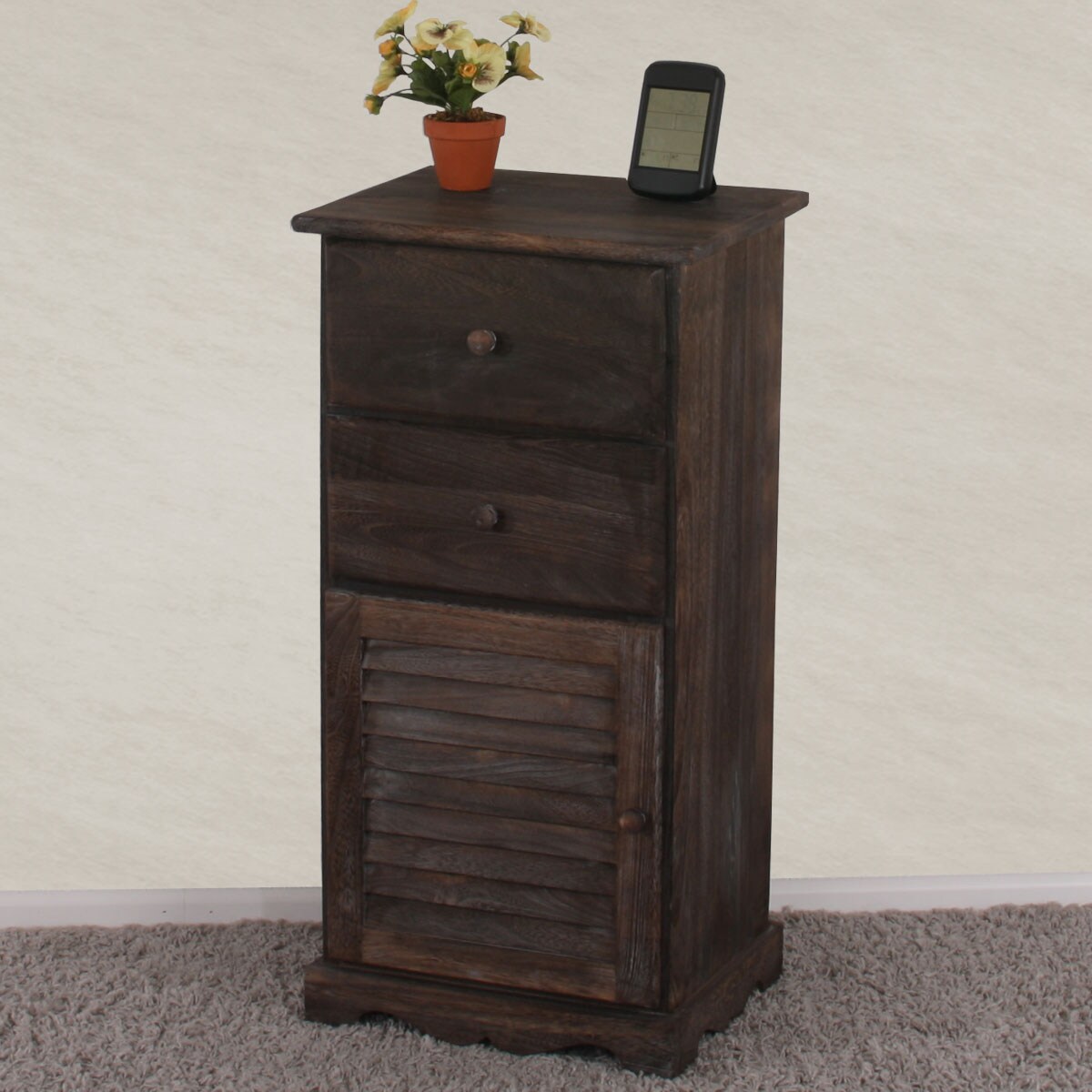 Kommode Schrank, 81x40x32cm, Shabby-Look, Vintage ~ braun | 04052826049776