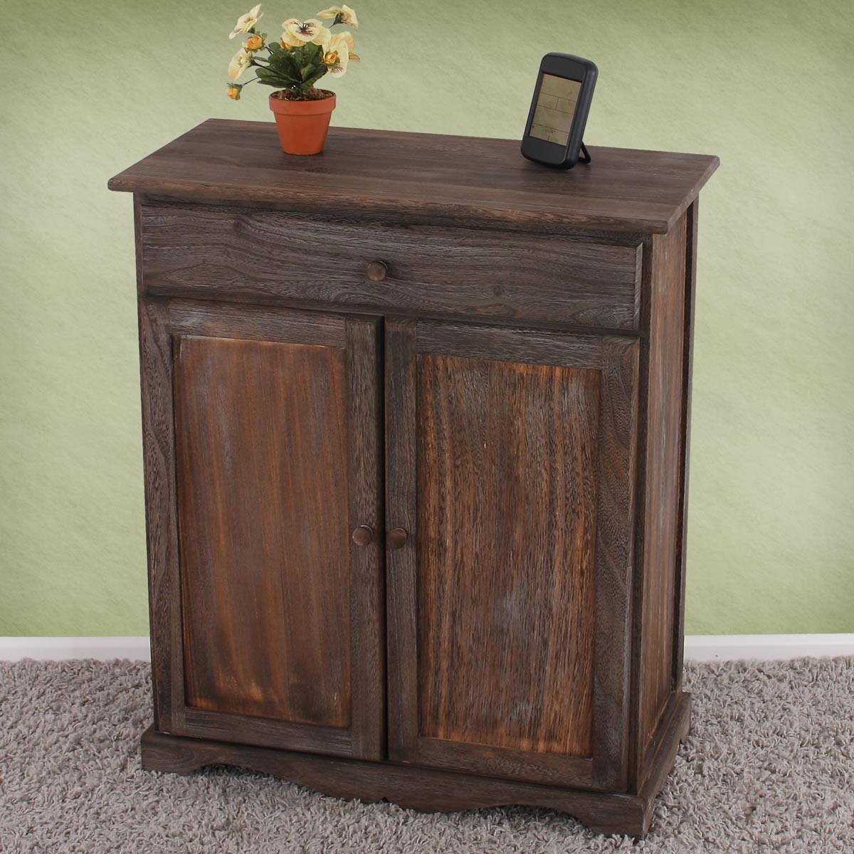 Kommode Schrank, 78x66x33cm, Shabby-Look, Vintage ~ braun | 04052826049660