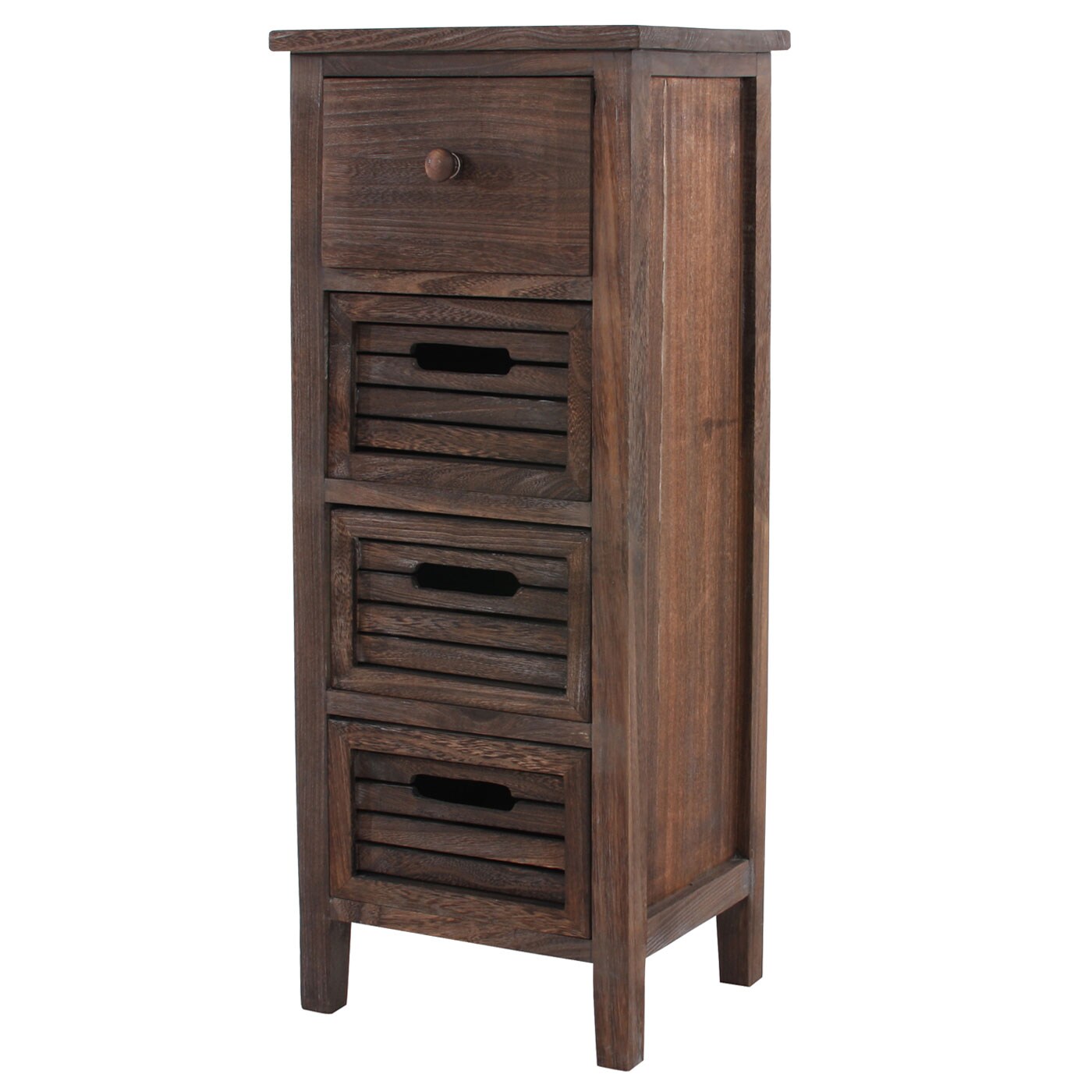 Kommode H18, Schubladenschrank Schrank, 4 Schubladen, 74x30x25cm Shabby-Look Vintage ~ braun