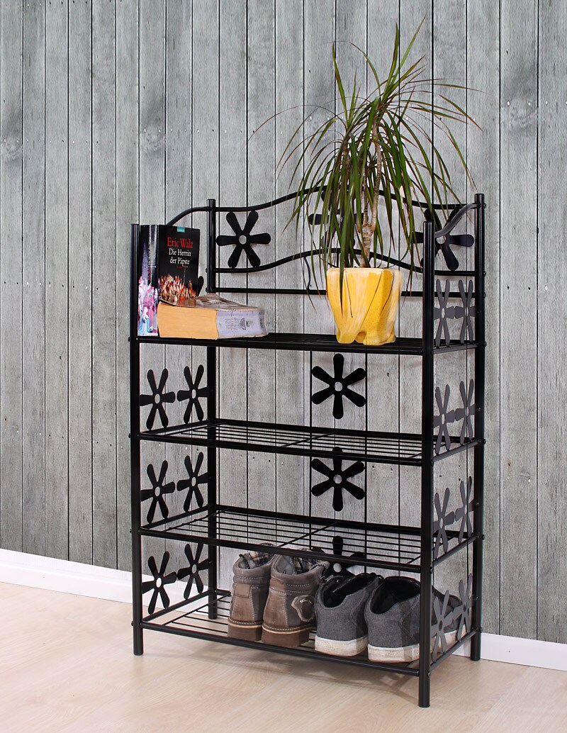 Regal Metall Bücherregal Schuhregal Standregal Bern ~ 4 Böden, Höhe 90cm | 04052826046485