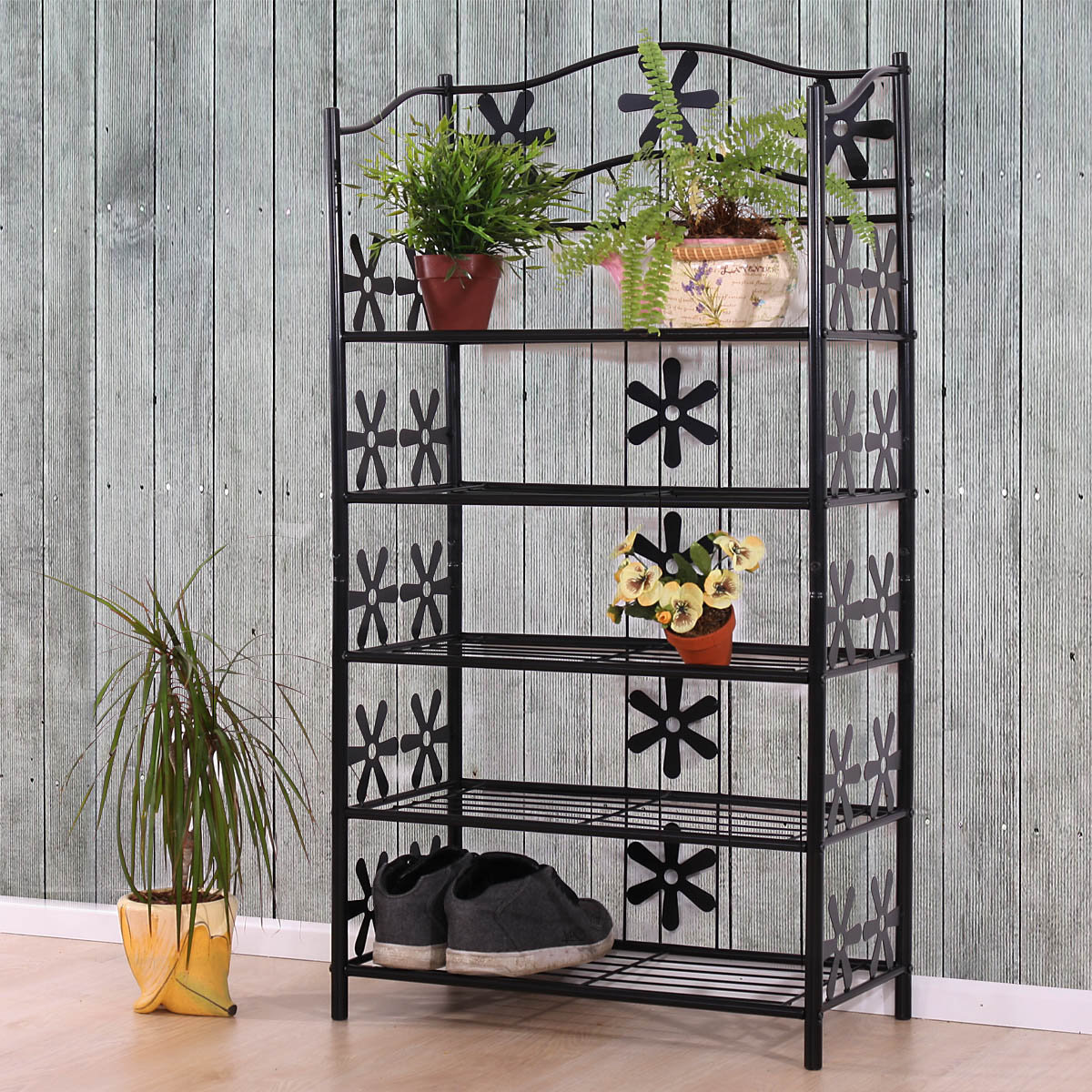 Regal Metall B&uuml;cherregal Schuhregal Standregal Bern ~ 5 B&ouml;den, H&ouml;he 112cm - Bild 1