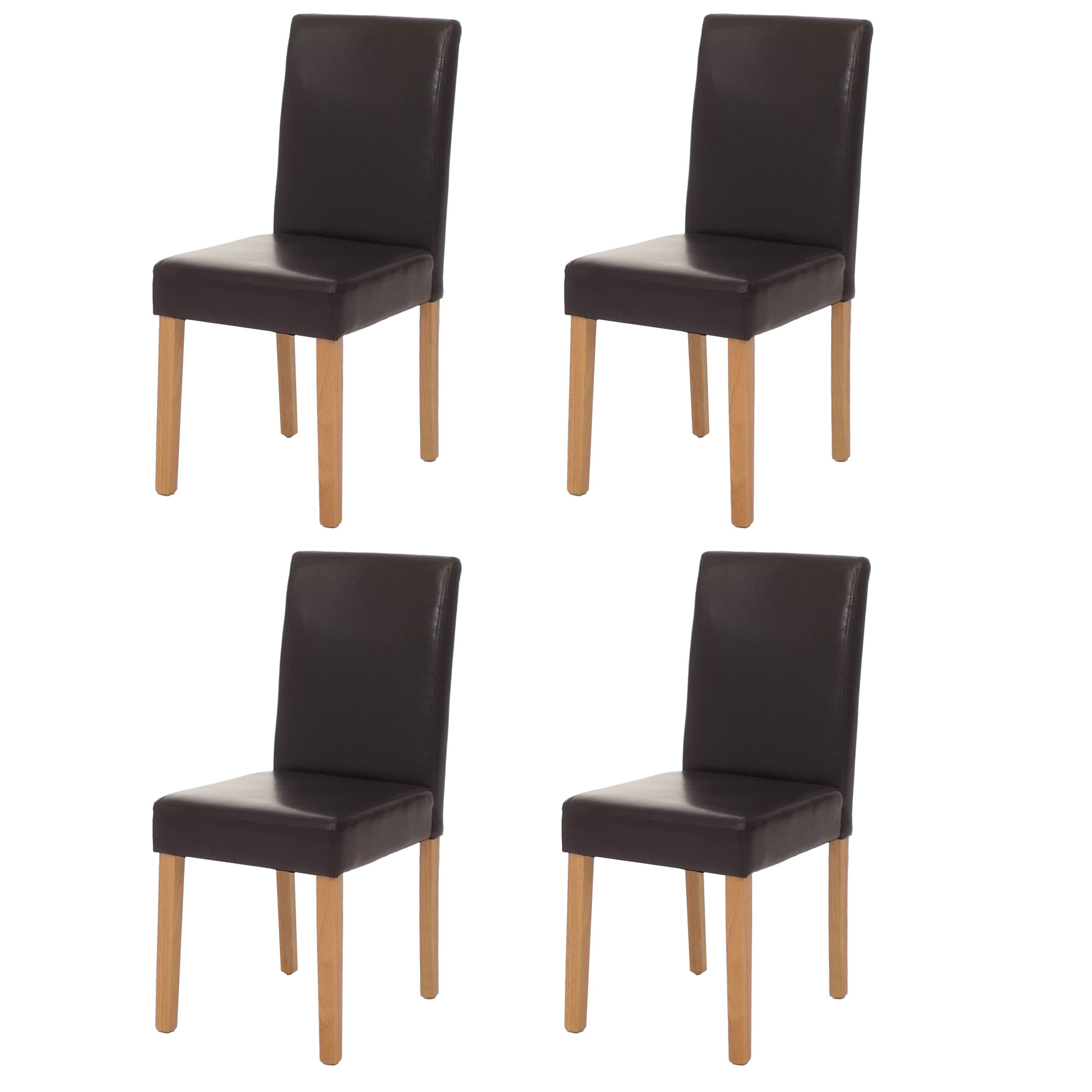 4er-Set Esszimmerstuhl Stuhl K&uuml;chenstuhl Littau MVG-zertifiziert ~ Kunstleder, braun helle Beine - Bild 1