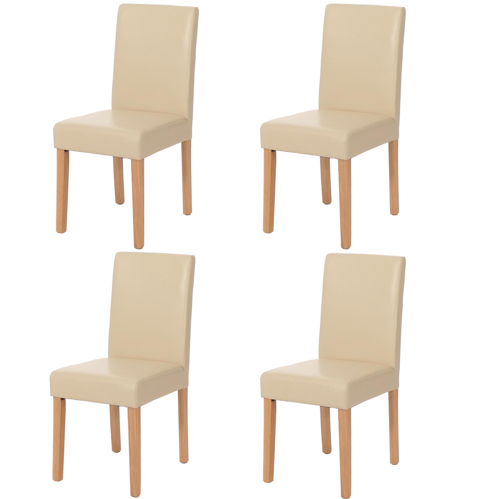 4er-Set Esszimmerstuhl Stuhl Küchenstuhl Littau MVG-zertifiziert ~ Kunstleder, creme helle Beine
