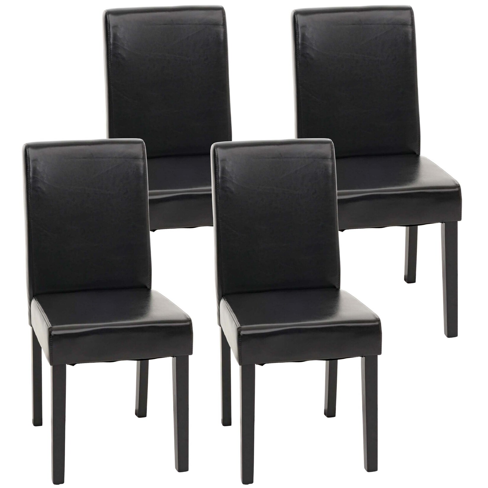 4er-Set Esszimmerstuhl Stuhl Küchenstuhl Littau MVG-zertifiziert ~ Kunstleder, schwarz dunkle Beine