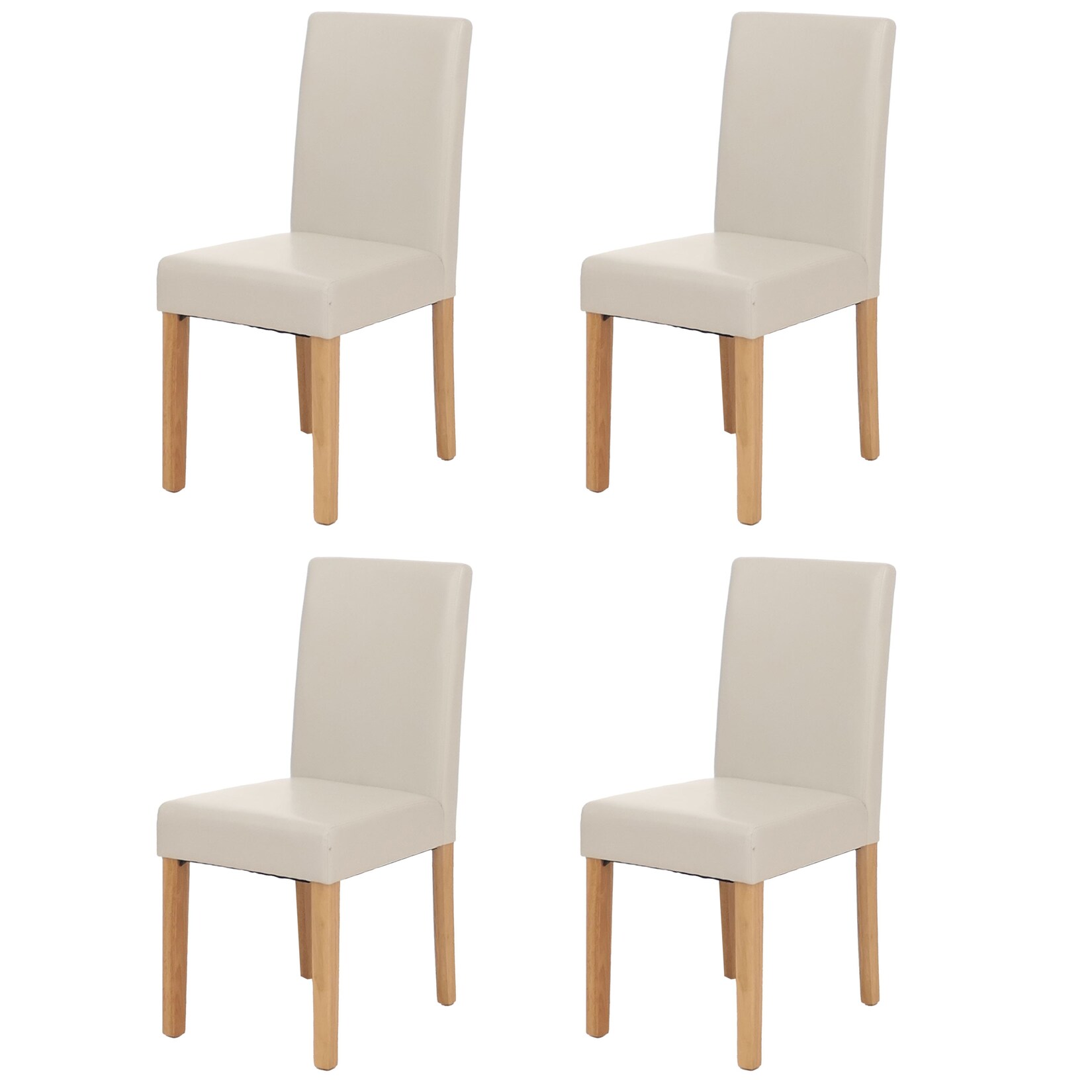 4er-Set Esszimmerstuhl Stuhl Küchenstuhl Littau MVG-zertifiziert ~ Kunstleder, weiß helle Beine | 04052826046164