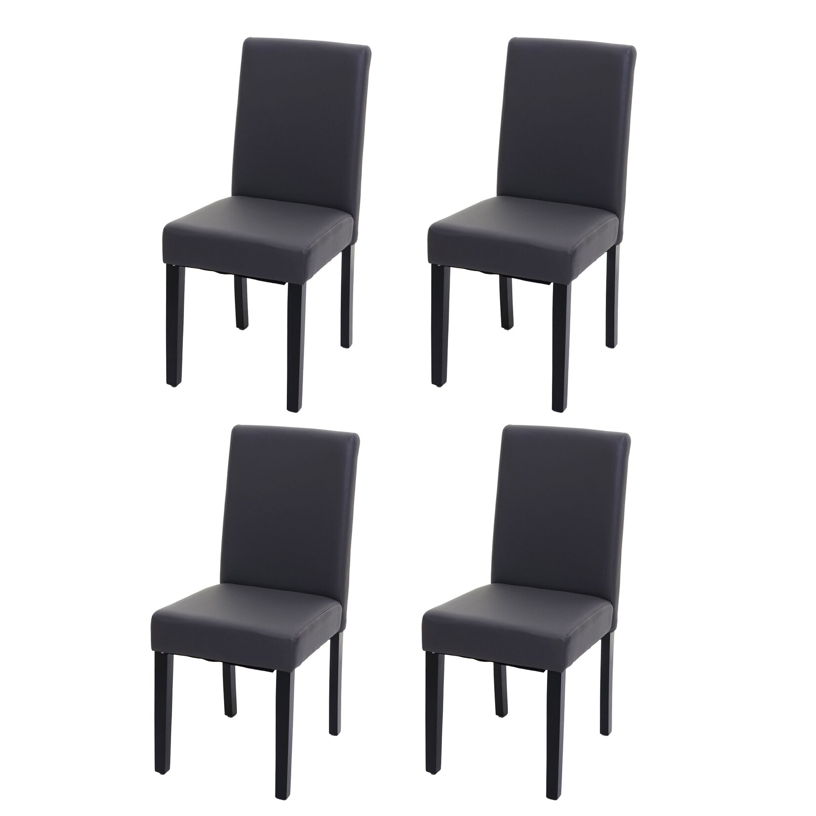 4er-Set Esszimmerstuhl Stuhl Küchenstuhl Littau MVG-zertifiziert ~ Kunstleder, grau matt, dunkle Beine