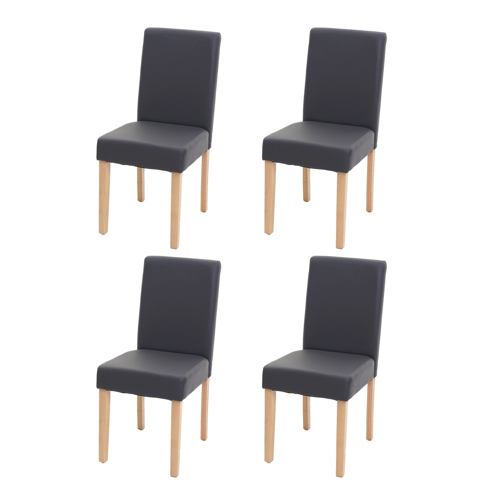 4er-Set Esszimmerstuhl Stuhl Küchenstuhl Littau MVG-zertifiziert ~ Kunstleder, grau matt, helle Beine