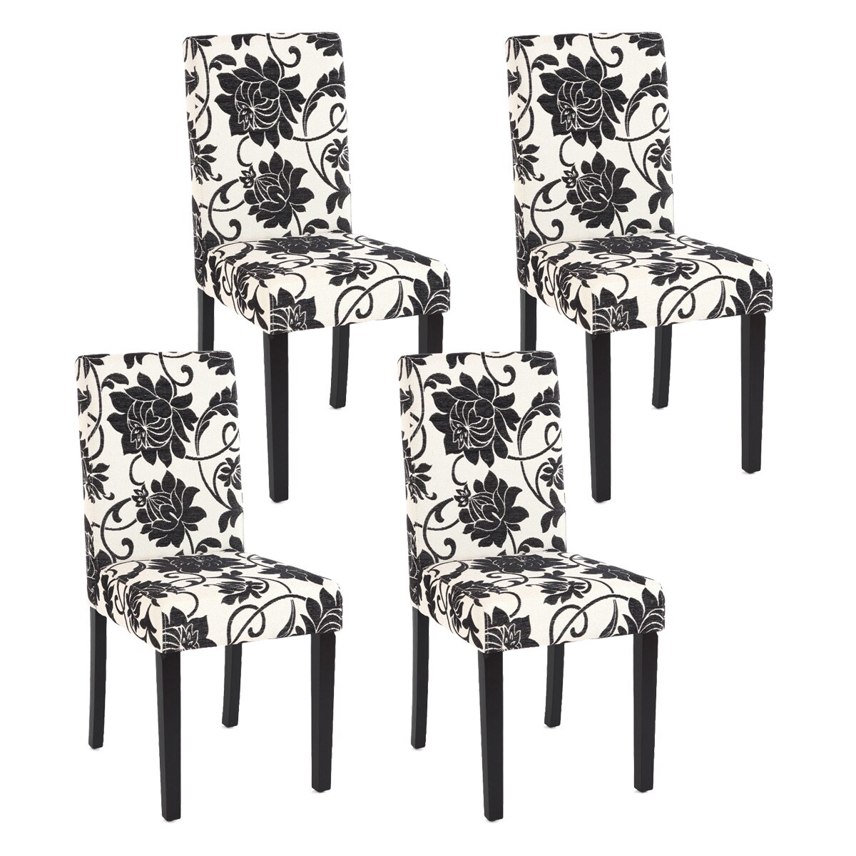 4er-Set Esszimmerstuhl Stuhl Küchenstuhl Littau ~ Textil, jacquard, dunkle Beine