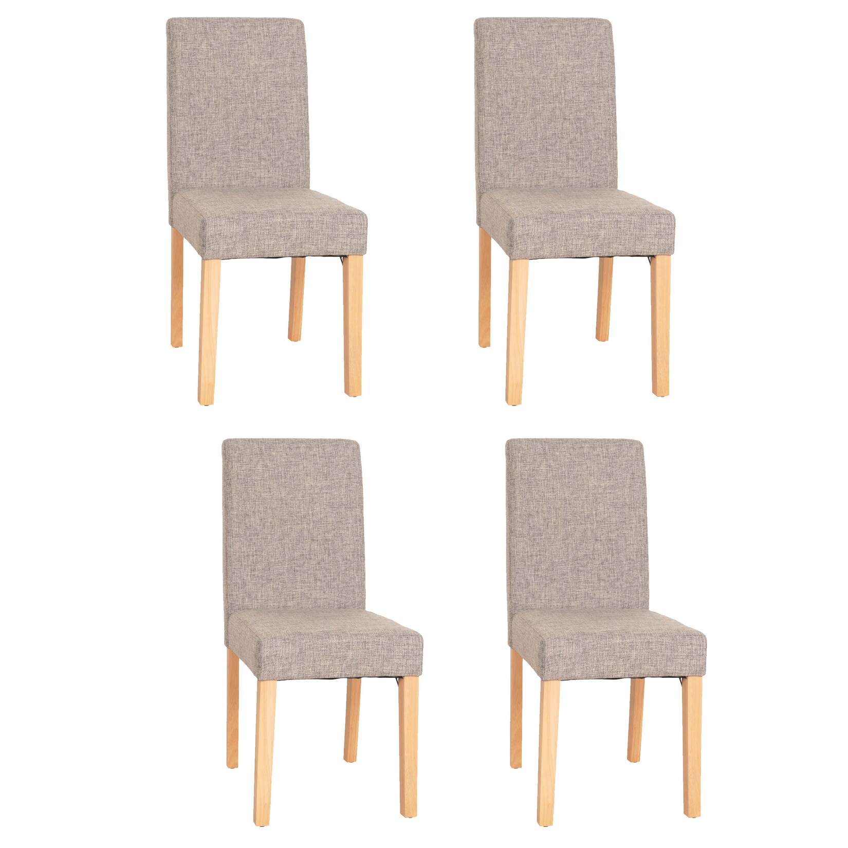 4er-Set Esszimmerstuhl Stuhl Küchenstuhl Littau ~ Textil, grau, helle Beine