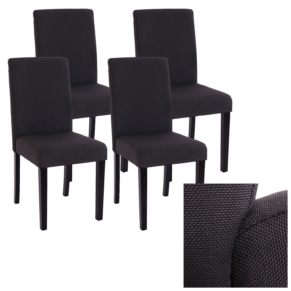 4er-Set Esszimmerstuhl Stuhl K&uuml;chenstuhl Littau ~ Textil, schwarz, dunkle Beine - Bild 1