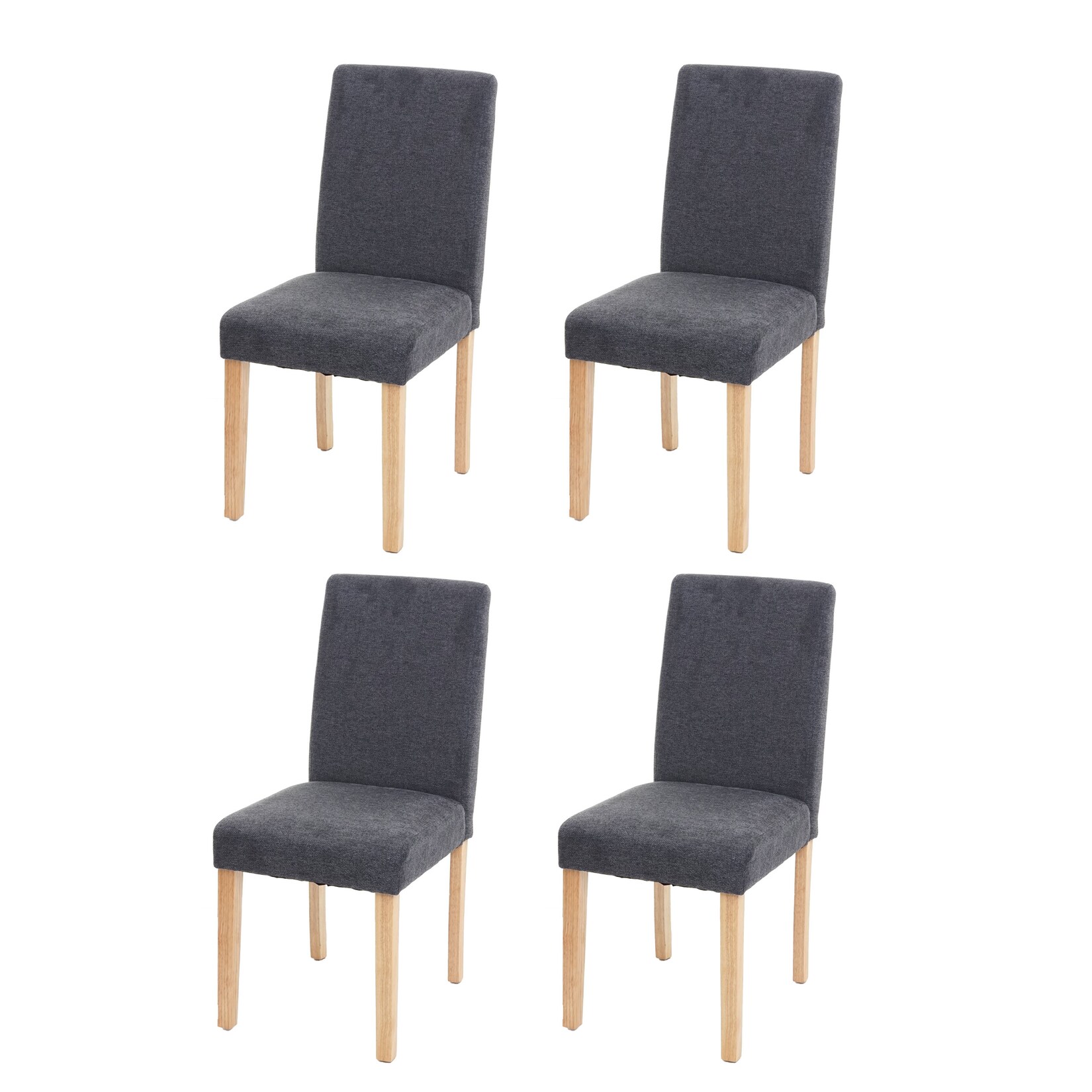 4er-Set Esszimmerstuhl Stuhl Küchenstuhl Littau ~ Textil, anthrazitgrau, helle Beine