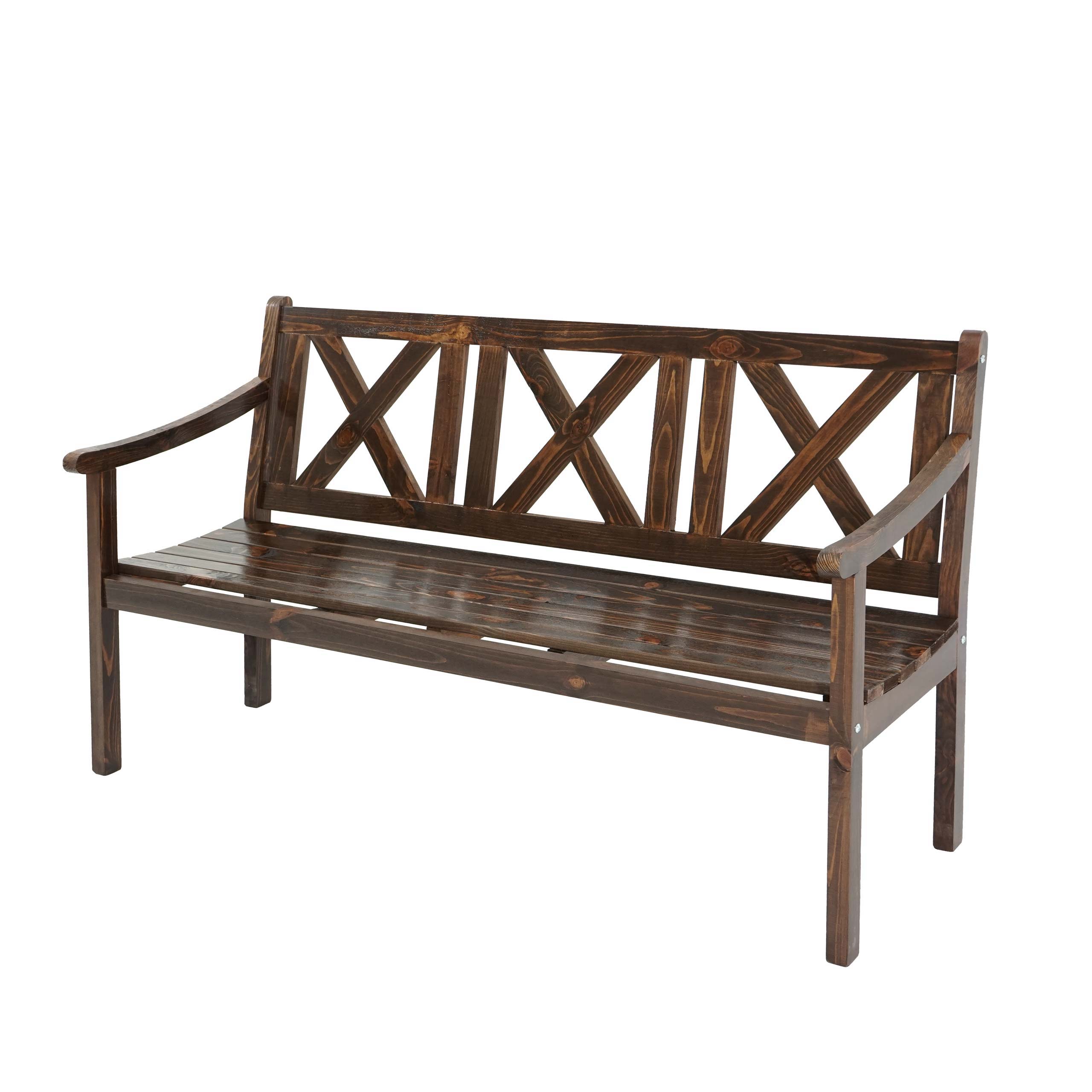 Gartenbank Mazara, Sitzbank Parkbank Holzbank, 3-Sitzer Gastro-Qualit&auml;t Massiv-Holz 160cm ~ dunkelbraun - Bild 1