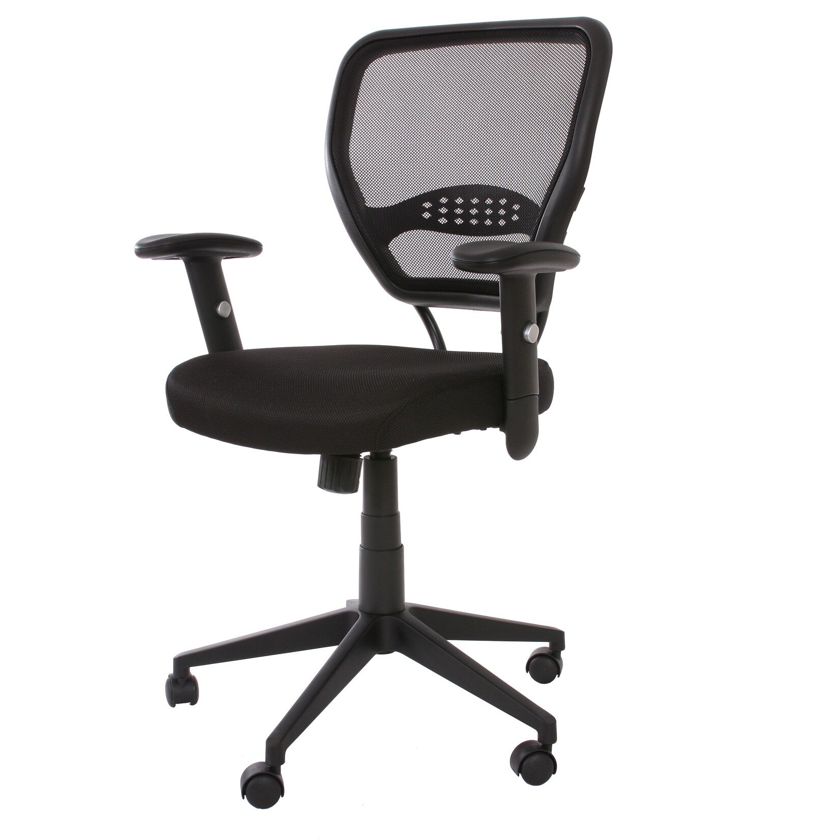 Profi-Bürostuhl Chicago, Chefsessel Drehstuhl, 150kg belastbar, Stoff/Textil ~ schwarz mit Armlehnen