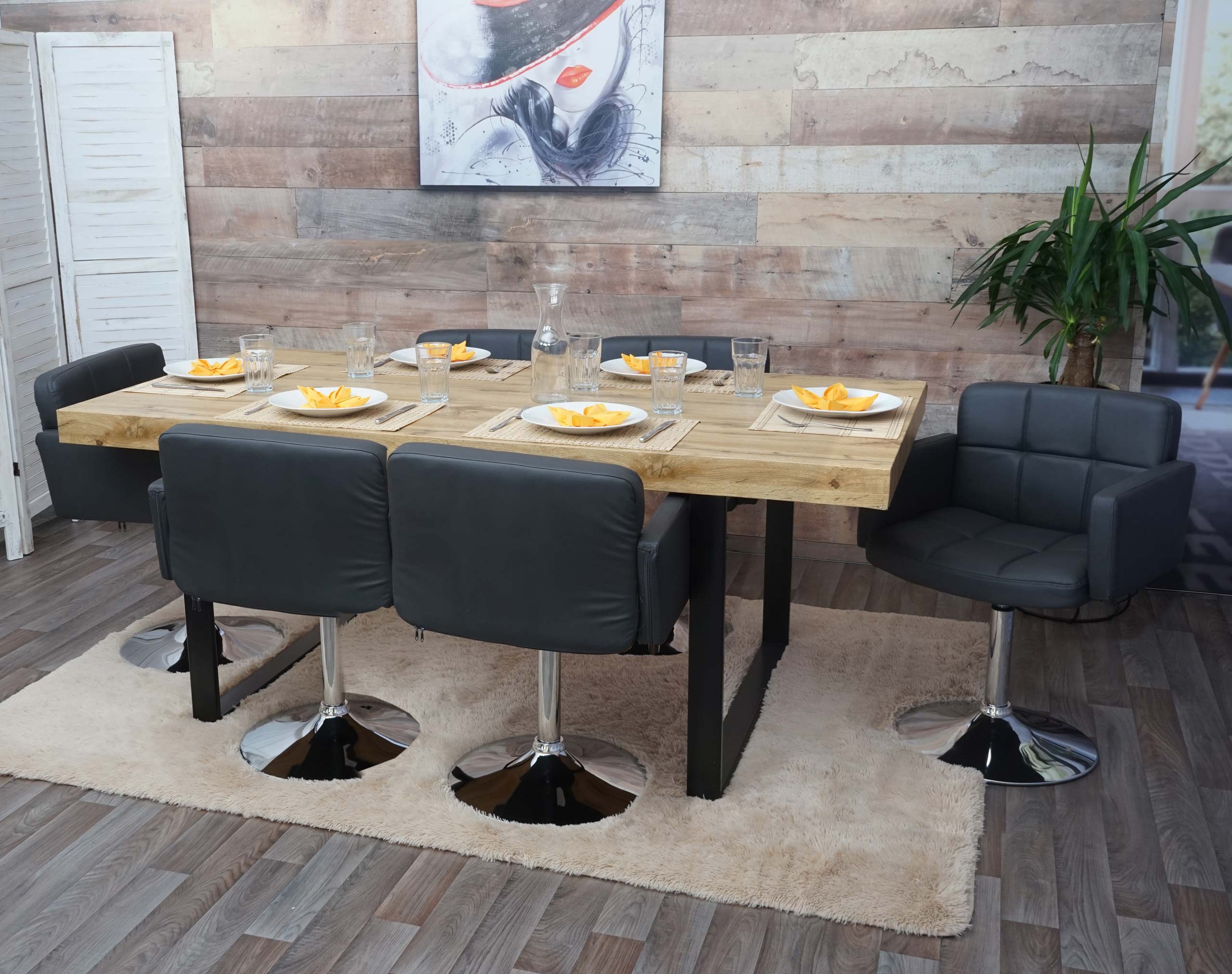 6er-Set Esszimmerstuhl Houston, K&uuml;chenstuhl Drehstuhl Stuhl, Kunstleder Chrom MVG-zertifiziert ~ grau - Bild 1