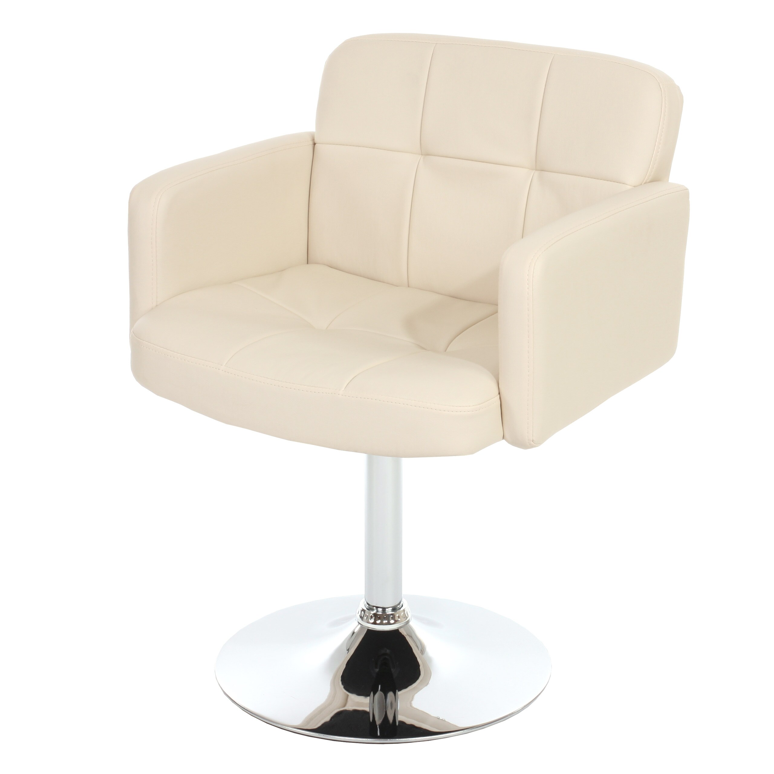 Esszimmerstuhl Houston, K&uuml;chenstuhl Drehstuhl Stuhl, Kunstleder Chrom ~ creme - Bild 1