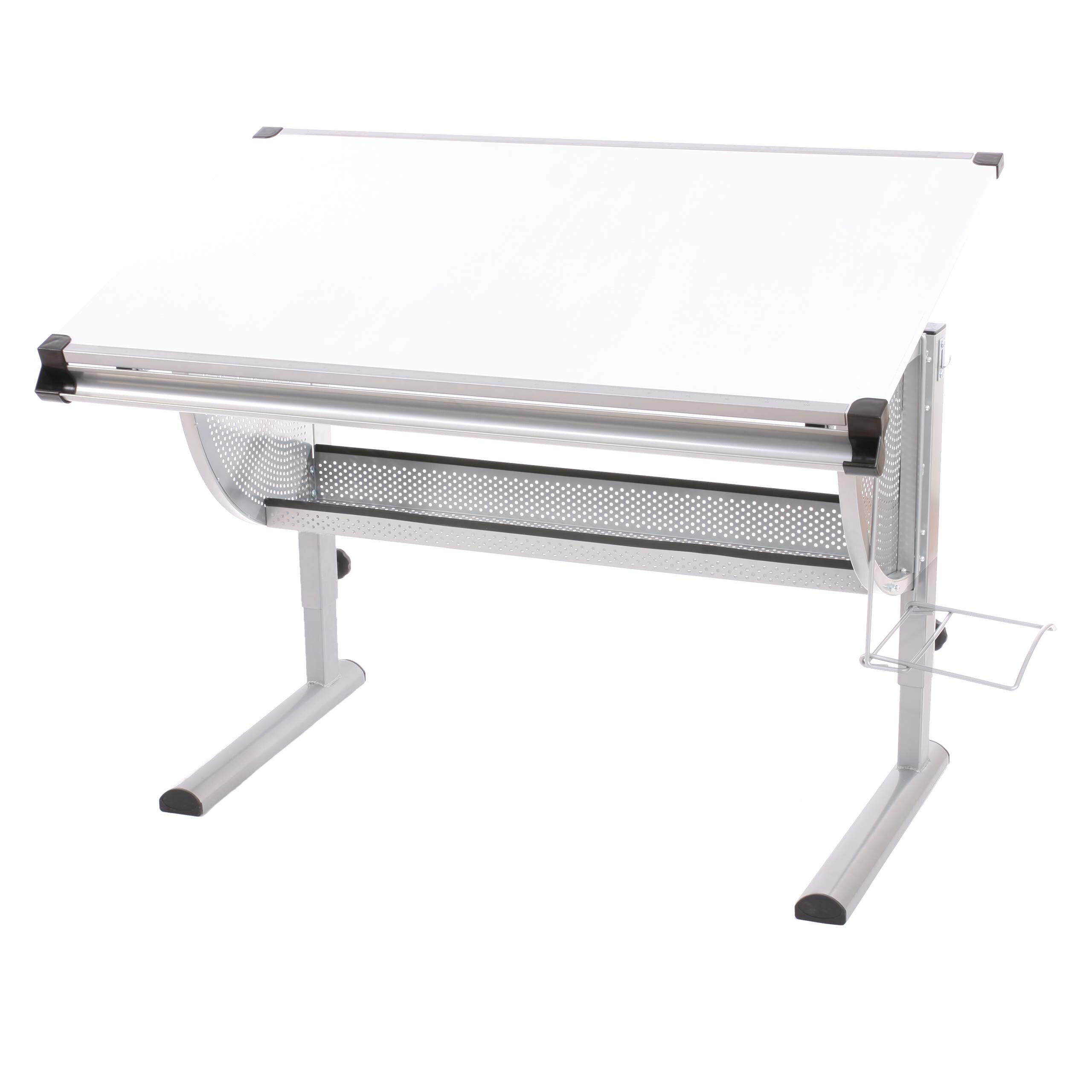 Kinder-/Jugend-Schreibtisch Sch&uuml;lerschreibtisch B&uuml;rotisch Preston, h&ouml;henverstellbar, neigbar ~ wei&szlig; - Bild 1