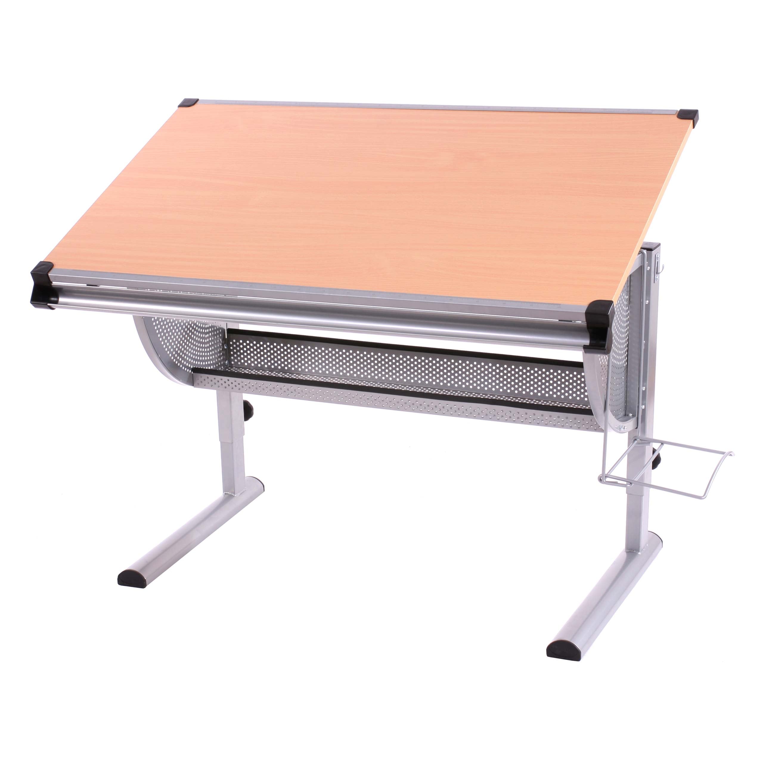 Kinder-/Jugend-Schreibtisch Sch&uuml;lerschreibtisch B&uuml;rotisch Preston, h&ouml;henverstellbar, neigbar ~ natur, Buche - Bild 1