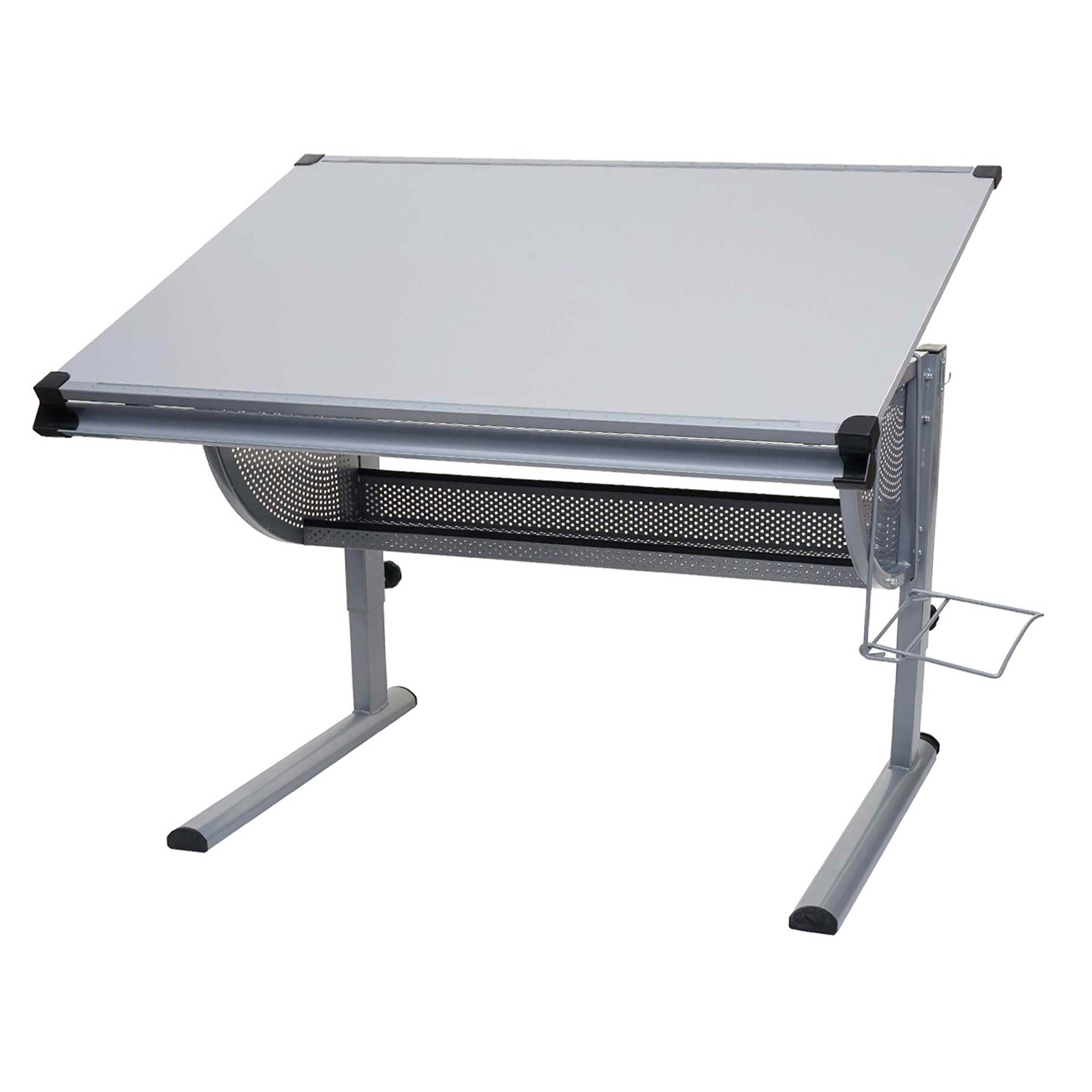 Kinder-/Jugend-Schreibtisch Sch&uuml;lerschreibtisch B&uuml;rotisch Preston, h&ouml;henverstellbar, neigbar ~ grau - Bild 1