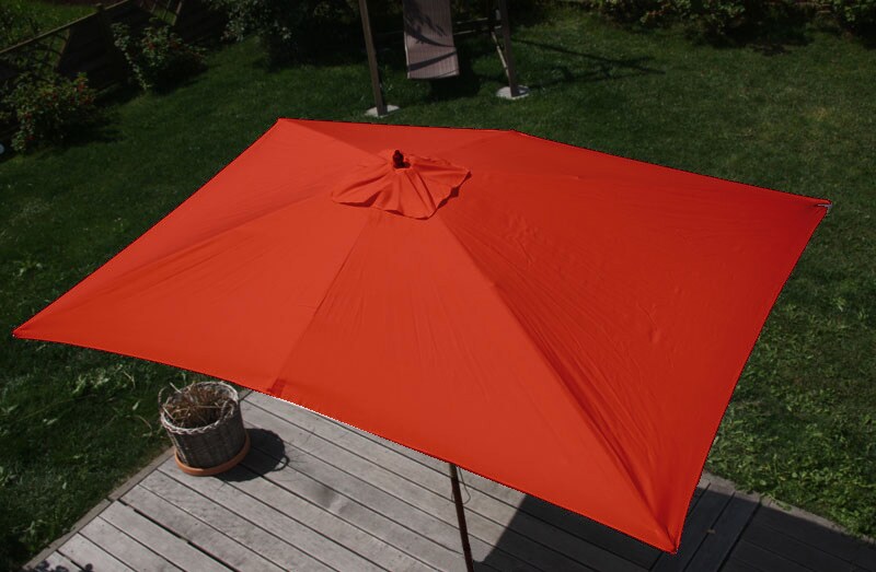 Sonnenschirm Lissabon, Gartenschirm Marktschirm, 2x3m Polyester/Holz 6kg ~ terracotta