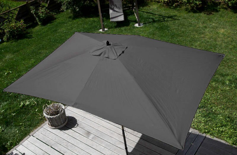 Sonnenschirm Lissabon, Gartenschirm Marktschirm, 2x3m Polyester/Holz 6kg ~ anthrazit