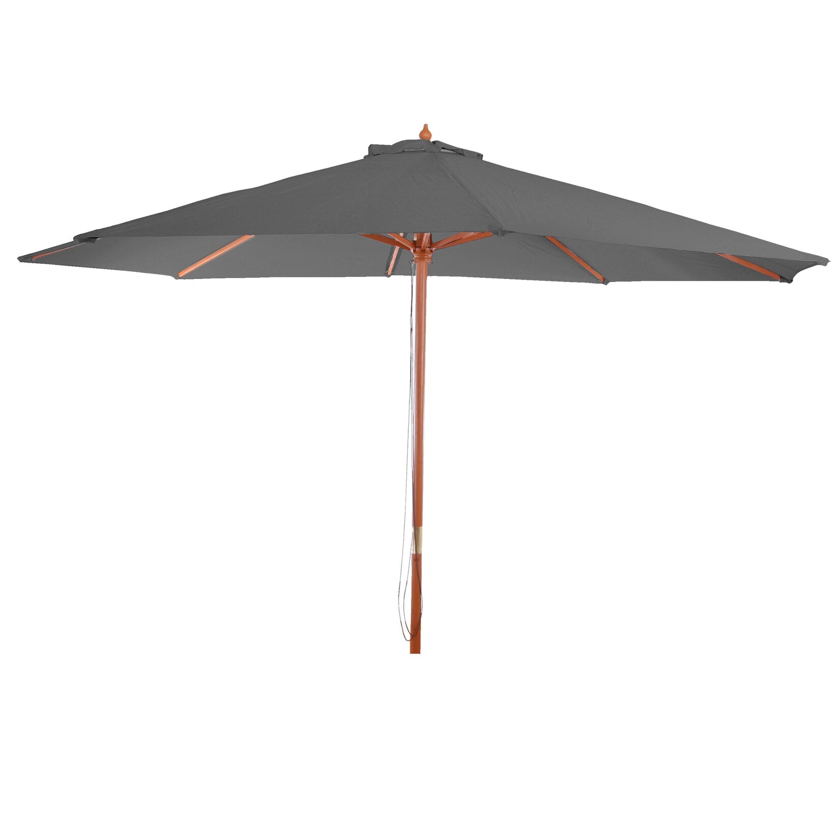 Sonnenschirm Lissabon, Gartenschirm Marktschirm, Ø 3,5m Polyester/Holz 7kg ~ dunkelgrau