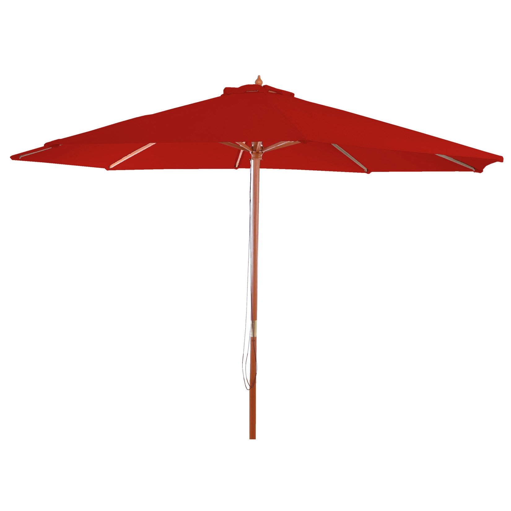 Sonnenschirm Lissabon, Gartenschirm Marktschirm, Ø 3m Polyester/Holz ~ rot
