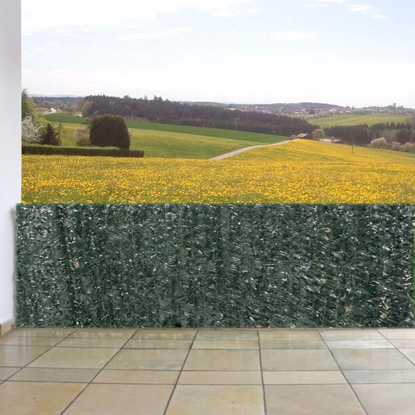 Balkonsichtschutz, Sichtschutz Windschutz Verkleidung f&uuml;r Balkon Terrasse Zaun ~ 300x150cm Tanne dunkel - Bild 1