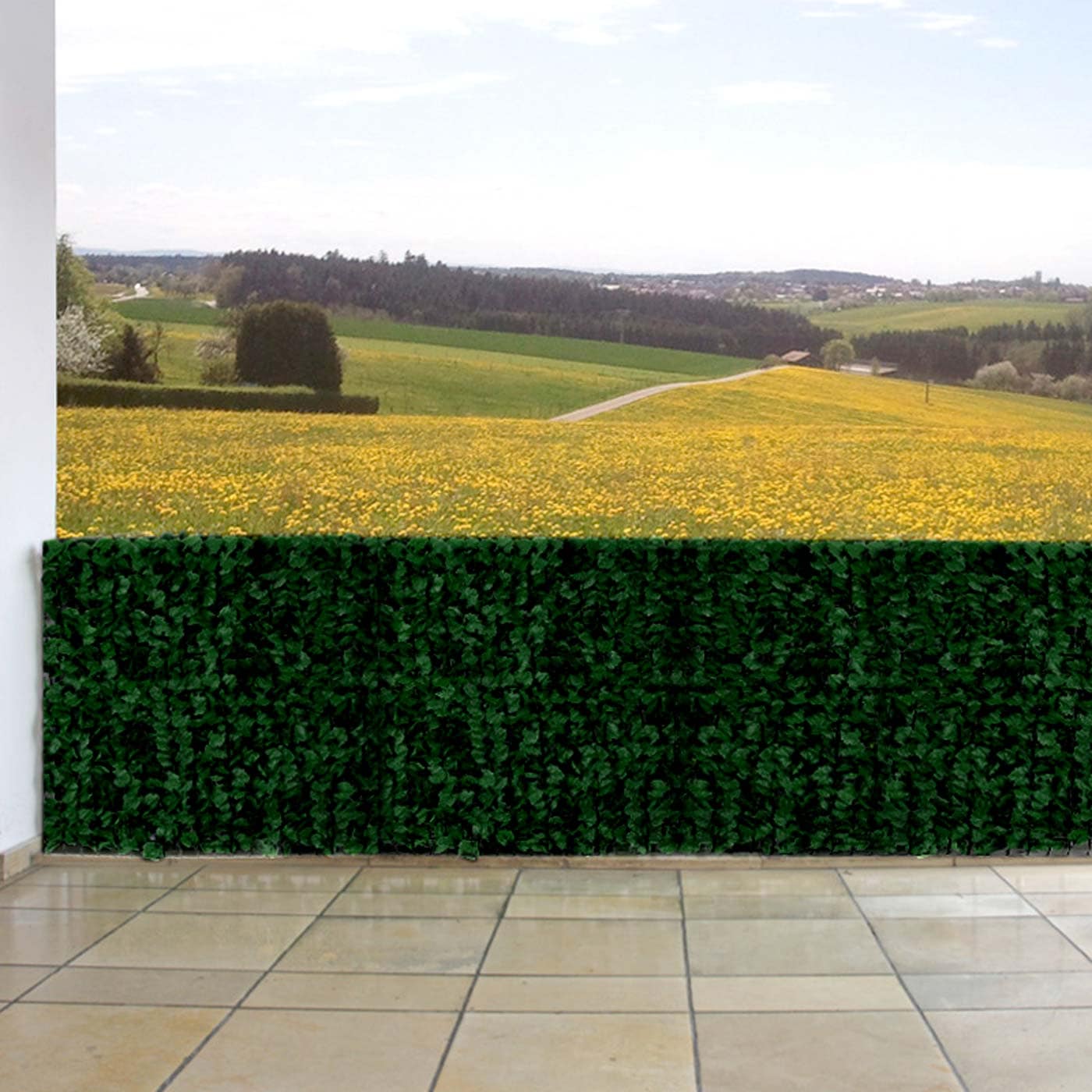 Balkonsichtschutz, Sichtschutz Windschutz Verkleidung f&uuml;r Balkon Terrasse Zaun ~ 500x100cm Blatt dunkel - Bild 1