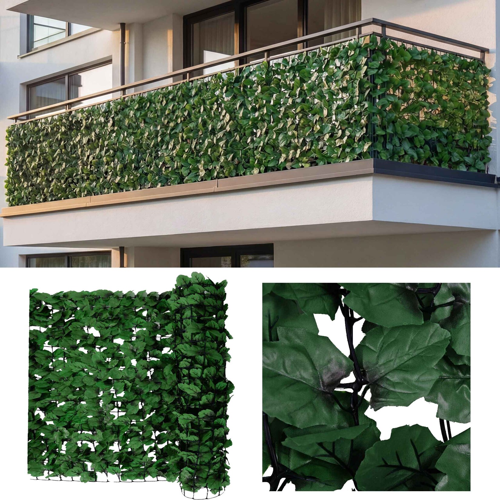 Balkonsichtschutz, Sichtschutz Windschutz Verkleidung für Balkon Terrasse Zaun ~ 500x100cm Blatt dunkel