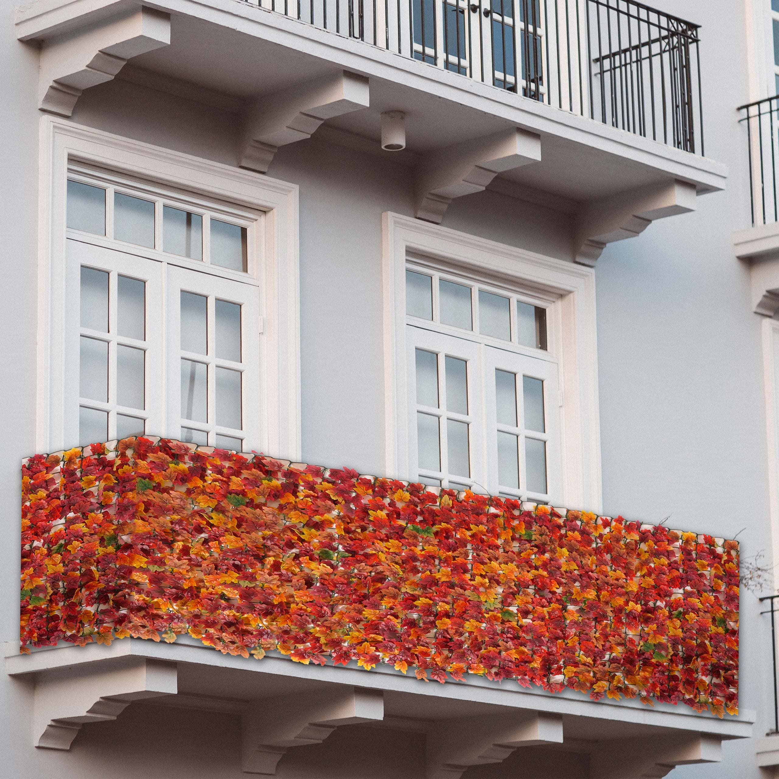 Balkonsichtschutz, Sichtschutz Windschutz Verkleidung f&uuml;r Balkon Terrasse Zaun ~ 300x150cm Ahorn rot-gelb - Bild 1