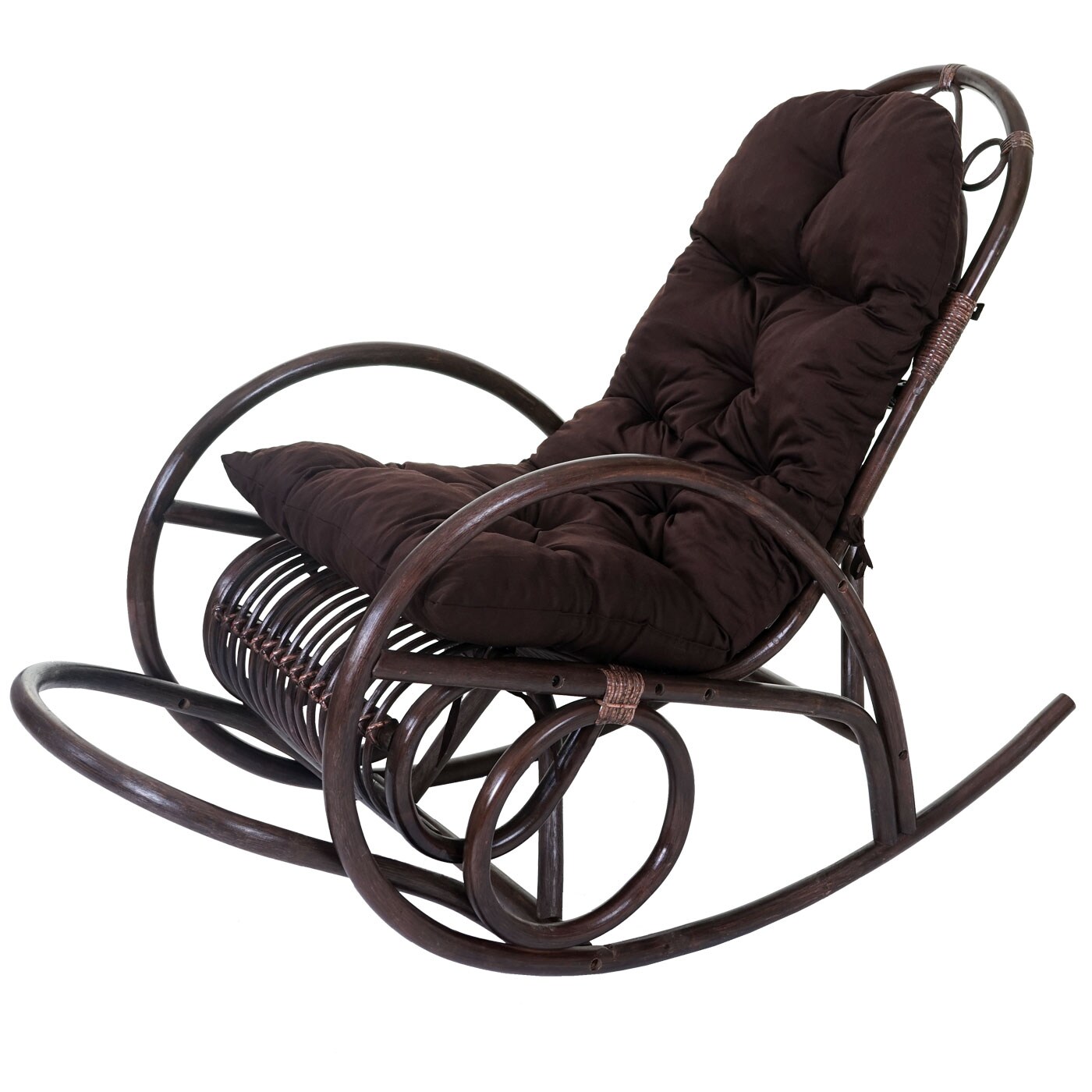 Schaukelstuhl MCW-C40, Schwingsessel Rattansessel, braun ~ Auflage braun