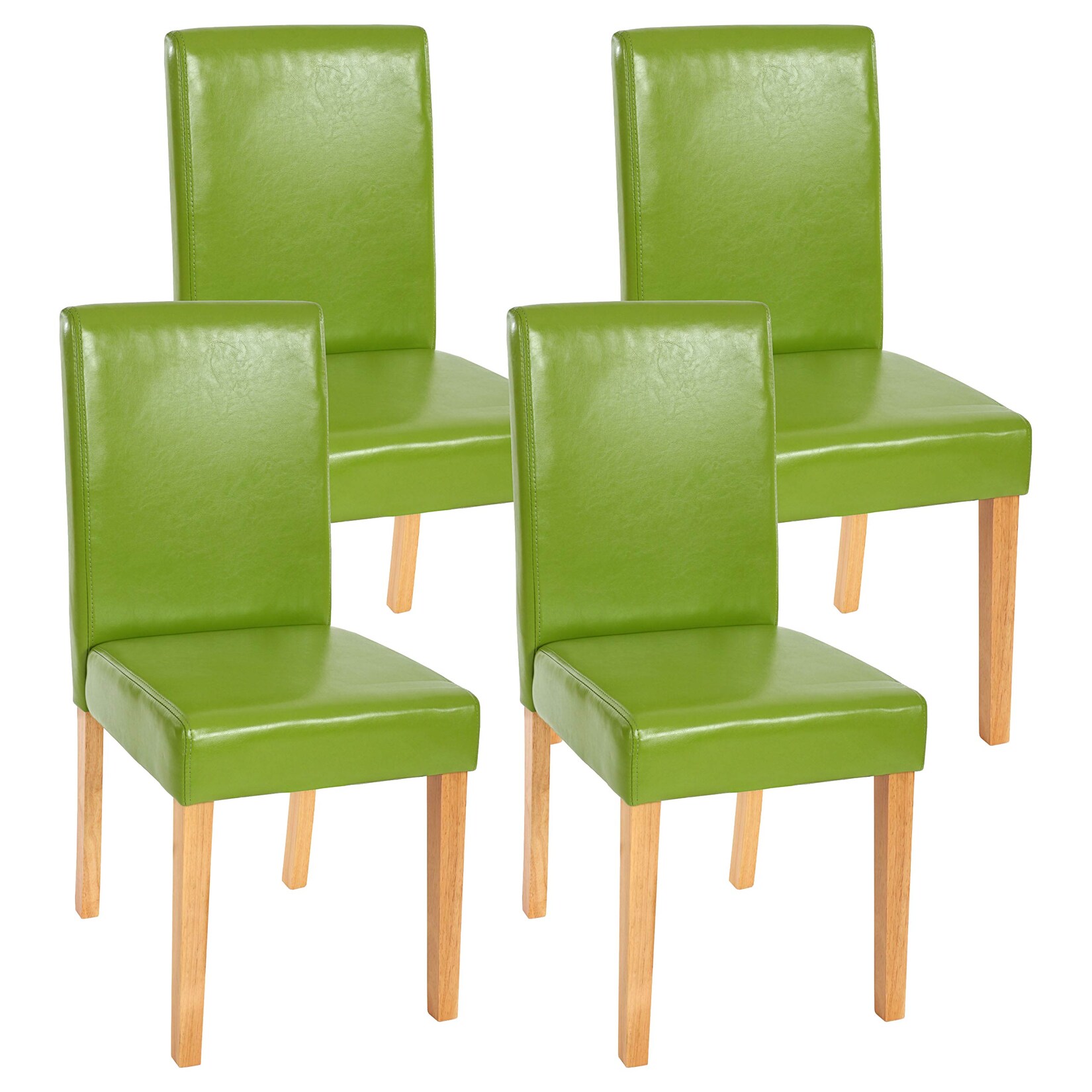 4er-Set Esszimmerstuhl Stuhl Küchenstuhl Littau ~ Kunstleder, grün, helle Beine