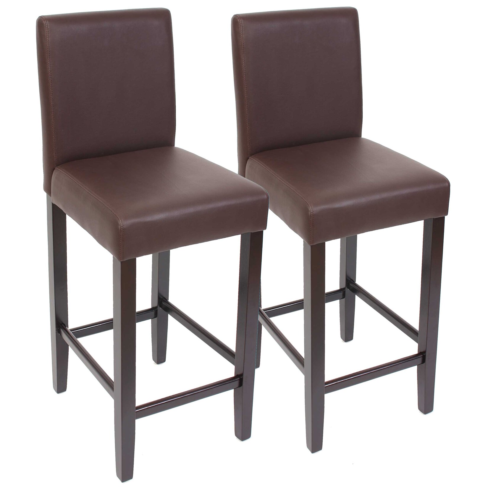 2er-Set Barhocker Cesena Kunstleder ~ braun, dunkle Füße